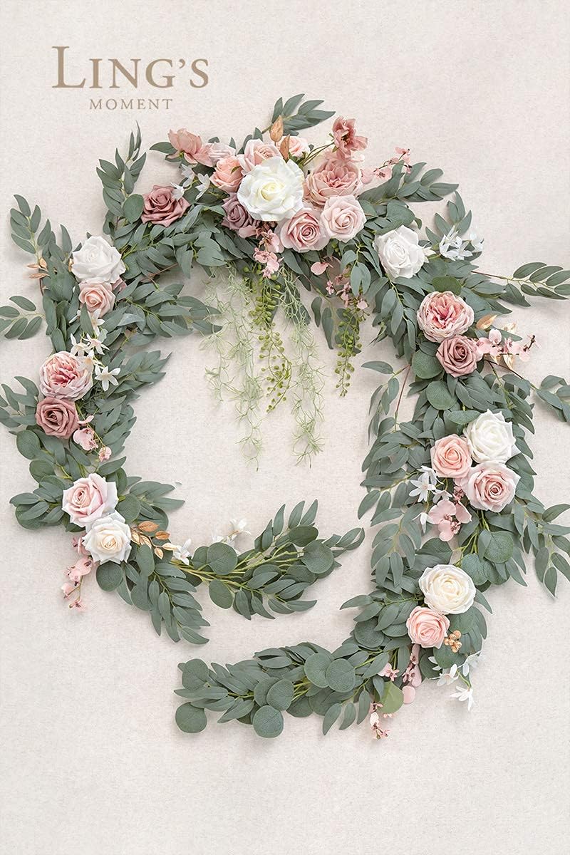 Ling's Moment 9FT Spring Flower Garland for Backdrop Decorations - Wedding Arch Flowers, Eucalyptus