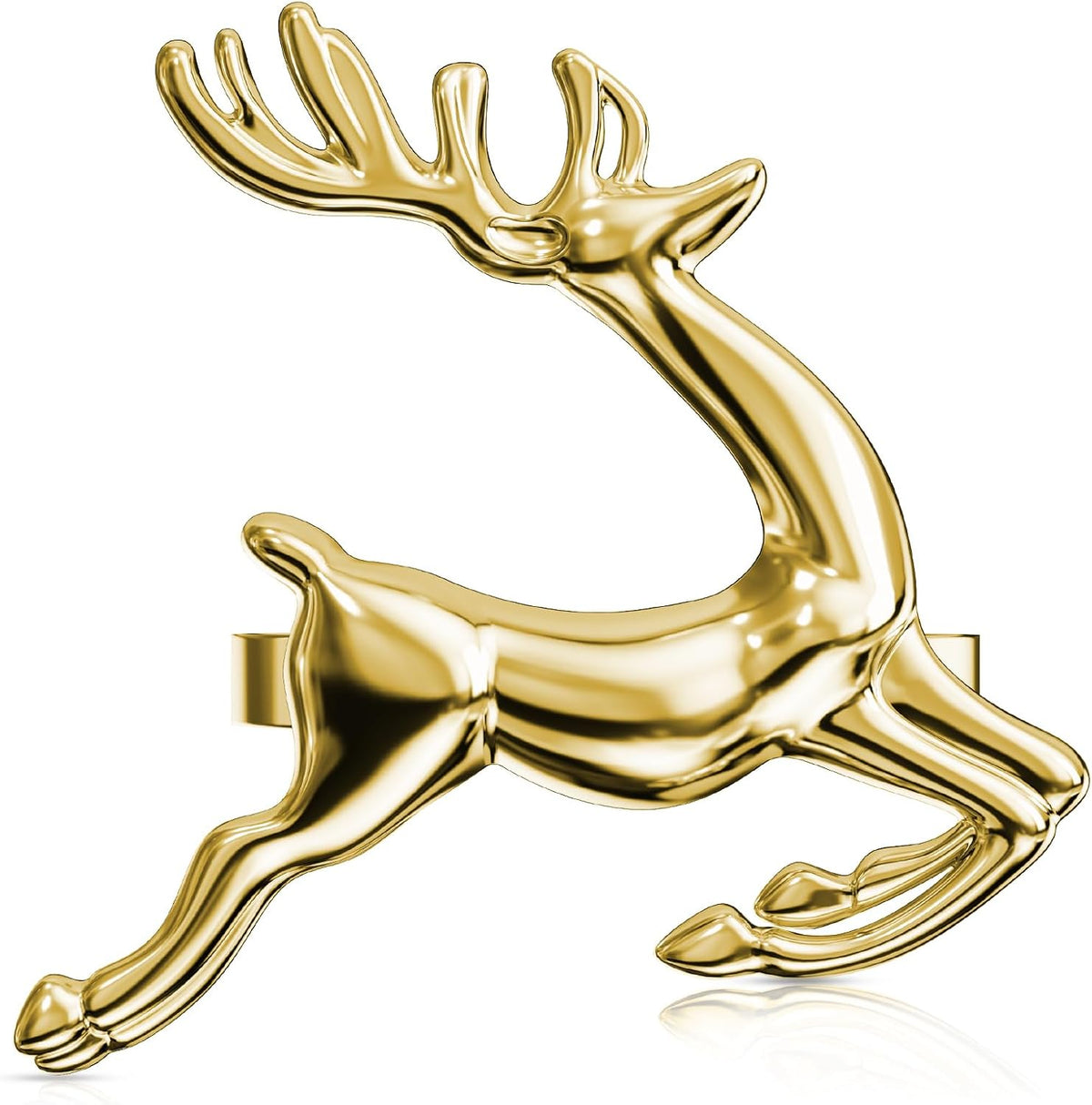 ZeeDix Gold Reindeer Christmas Napkin Rings Set of 12, Napkin Holder Ring for Christmas Dinner