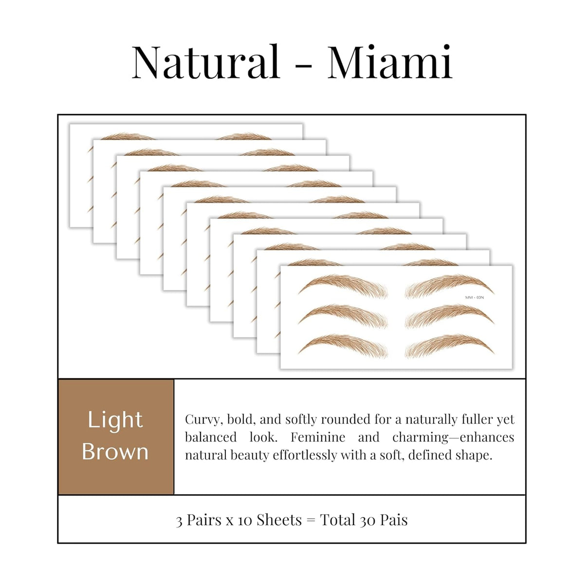Bliss and Beyond USA Eyebrow Tattoo Stickers Waterproof – 30-Pair Deluxe Box | Realistic Hair-Like