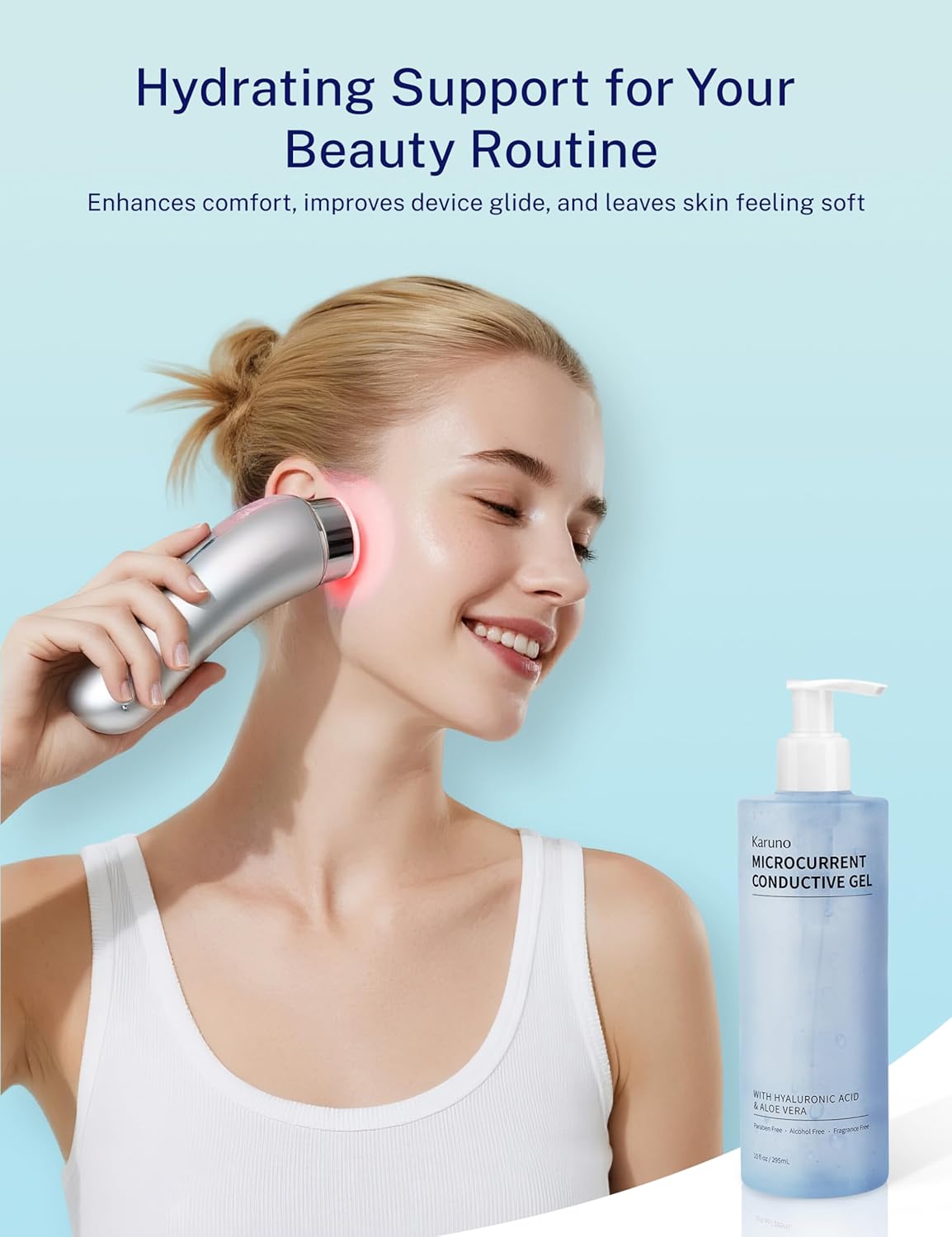 10oz Microcurrent Conductive Gel – Hydrating Gel with Hyaluronic Acid & Aloe Vera – Fragrance-Free