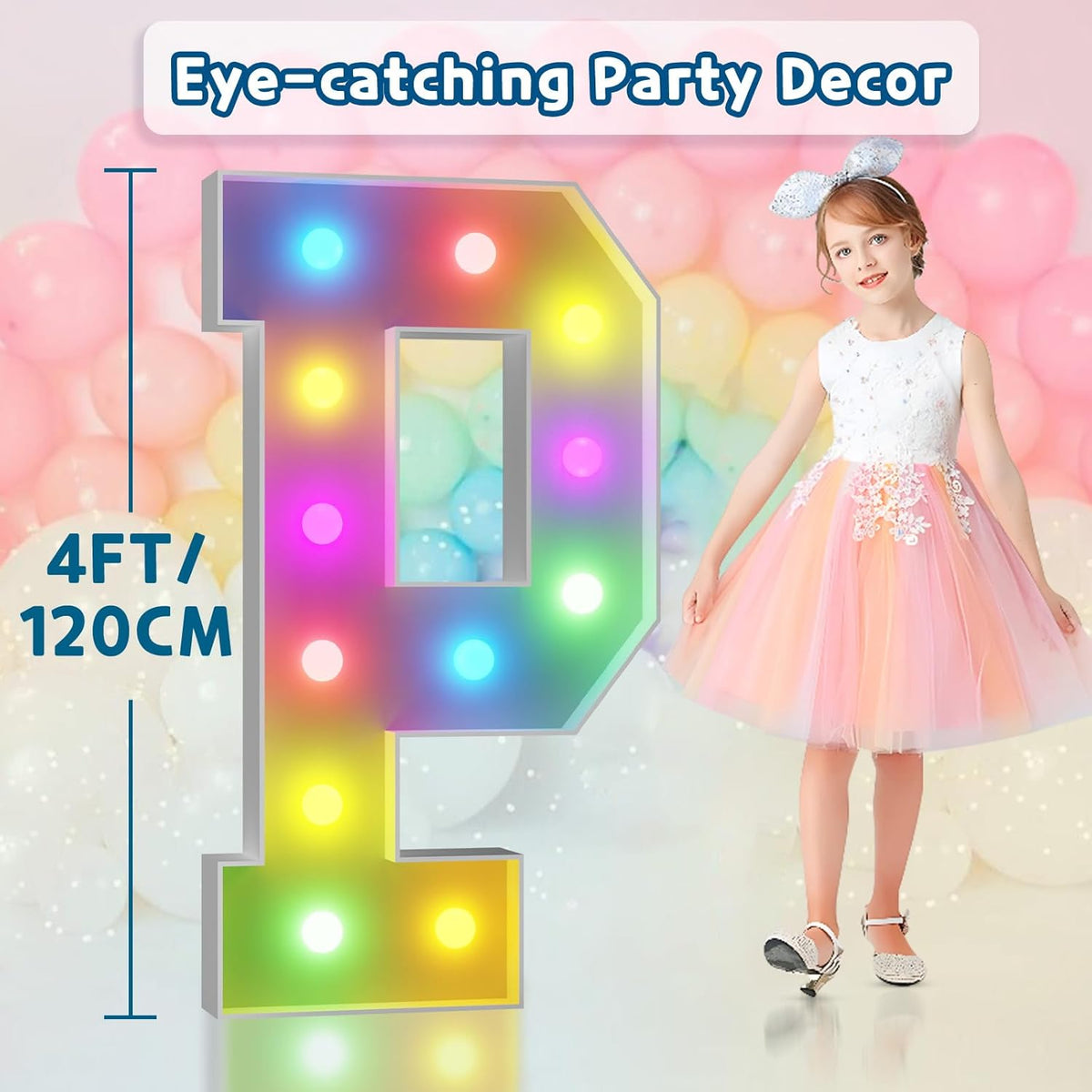 imprsv 4FT Colorful Marquee Light Up Letters P, 18 Colors Light Up Letters Alphabet Sign with