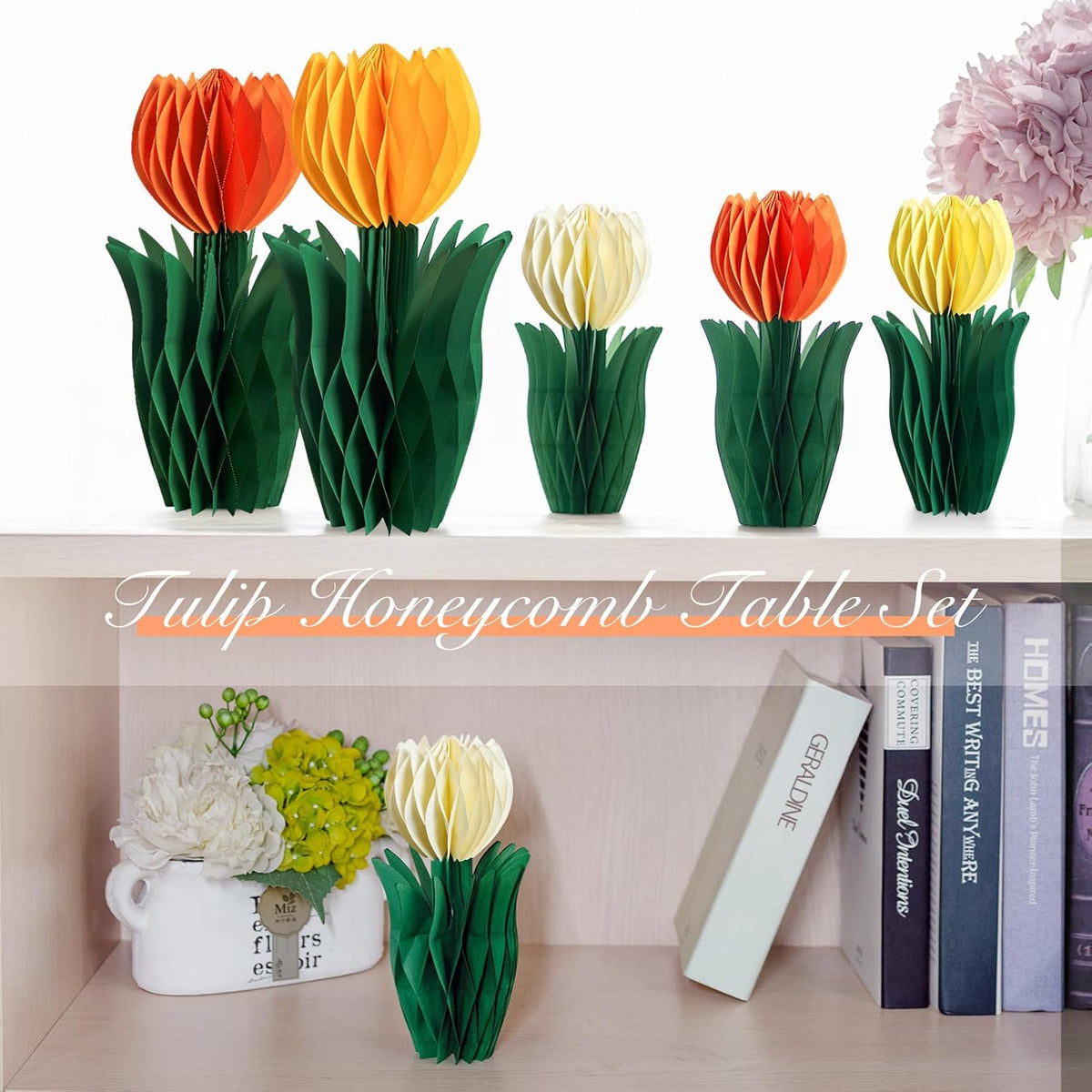 SUNBEAUTY 8 PCS Flower Honeycomb Decoration Tulip Honeycomb Decoration Mother's Day Decoration