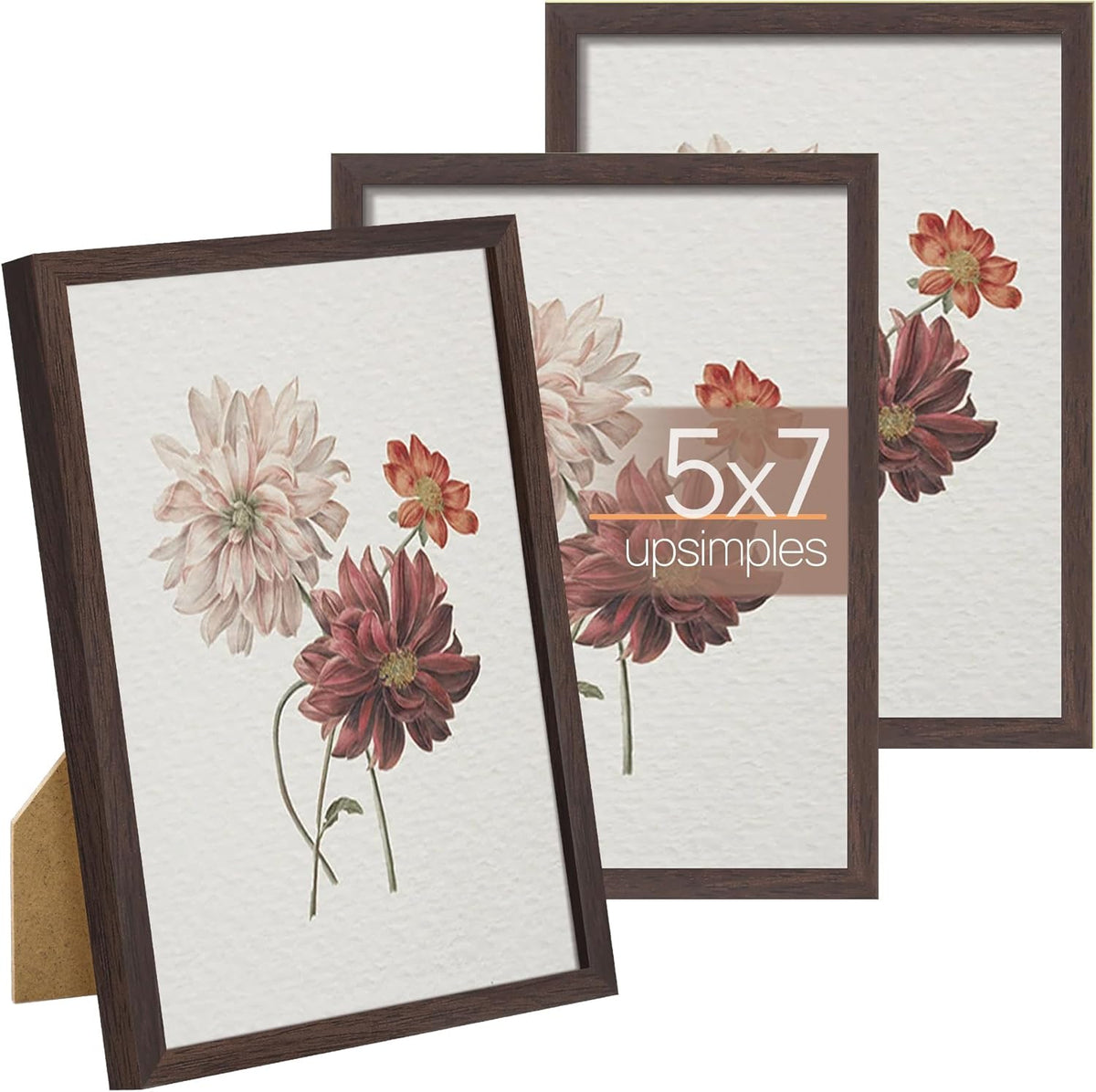 upsimples 5x7 Picture Frame Set of 3, Made of High Definition Glass for 5 x 7, Wall and Tabletop