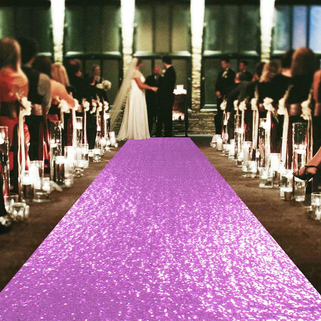 ShinyBeauty Lavender Carpet Runner for Party 2x15Ft Sequin Aisle Runners for Weddings Sparkly Floor