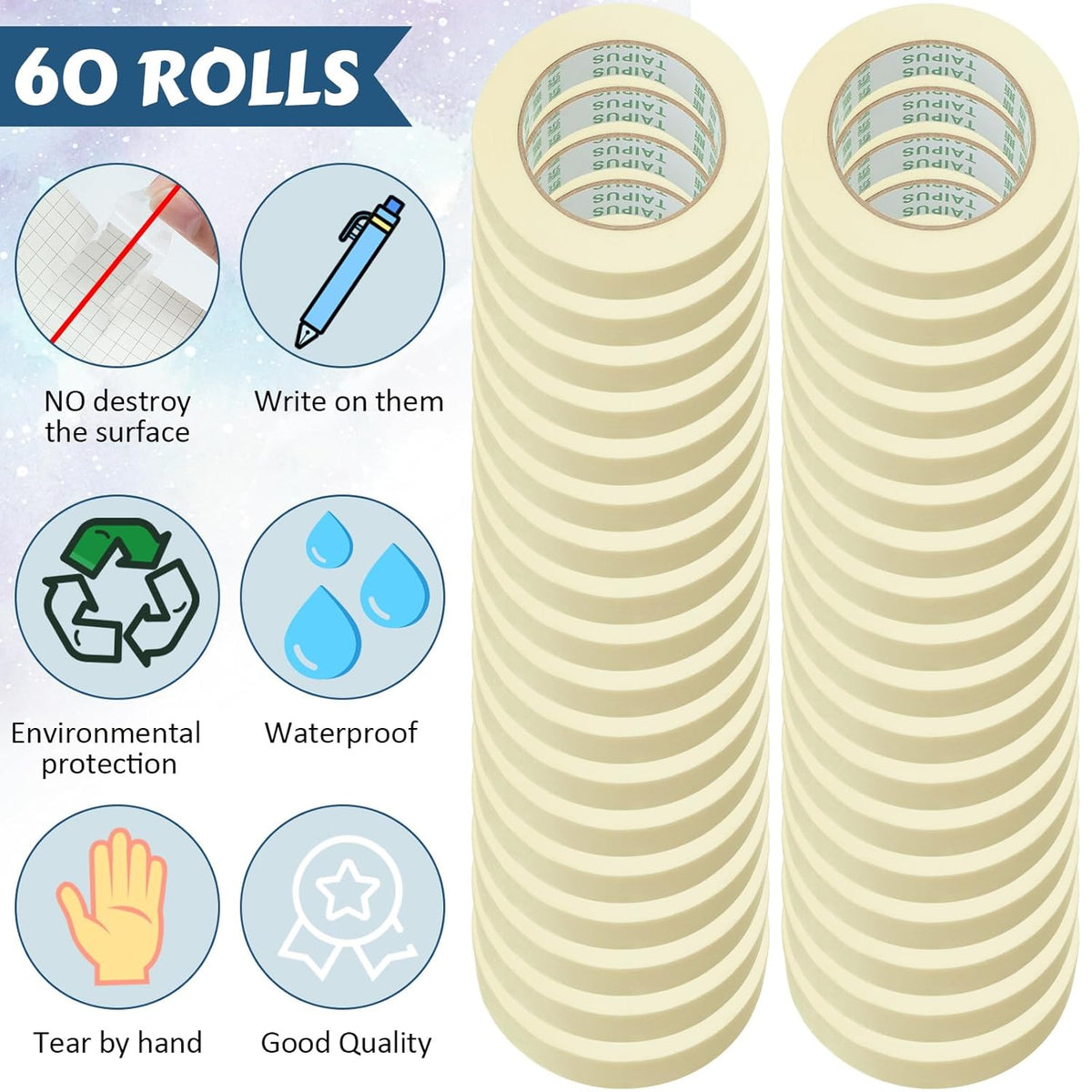 Masking Tape Bulk General Purpose Masking Painting Tape 55 Yards for Painting Home Office School