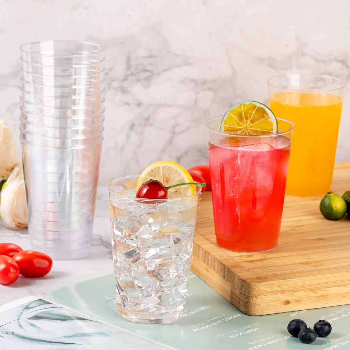 Goodluck 50PCS 12oz Clear Plastic Cups for Party, Disposable Clear Plastic Cups, Cocktail Glasses