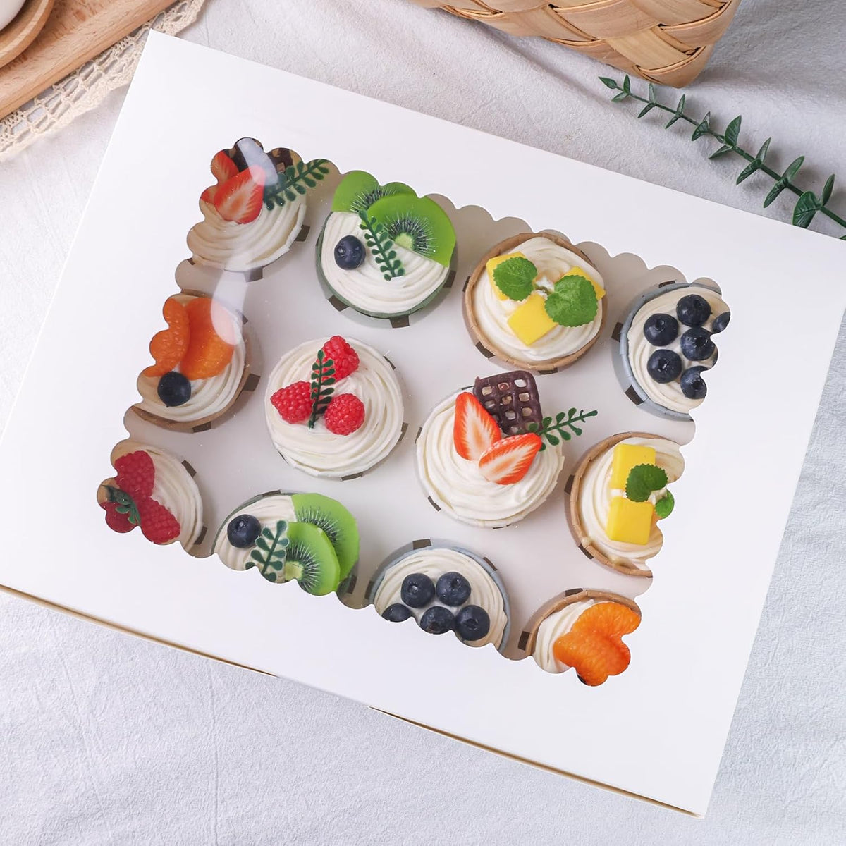 VGOODALL 6PCS White Cupcake Containers, 12 Count with Window Boxes Holding 72 Pastry Box for