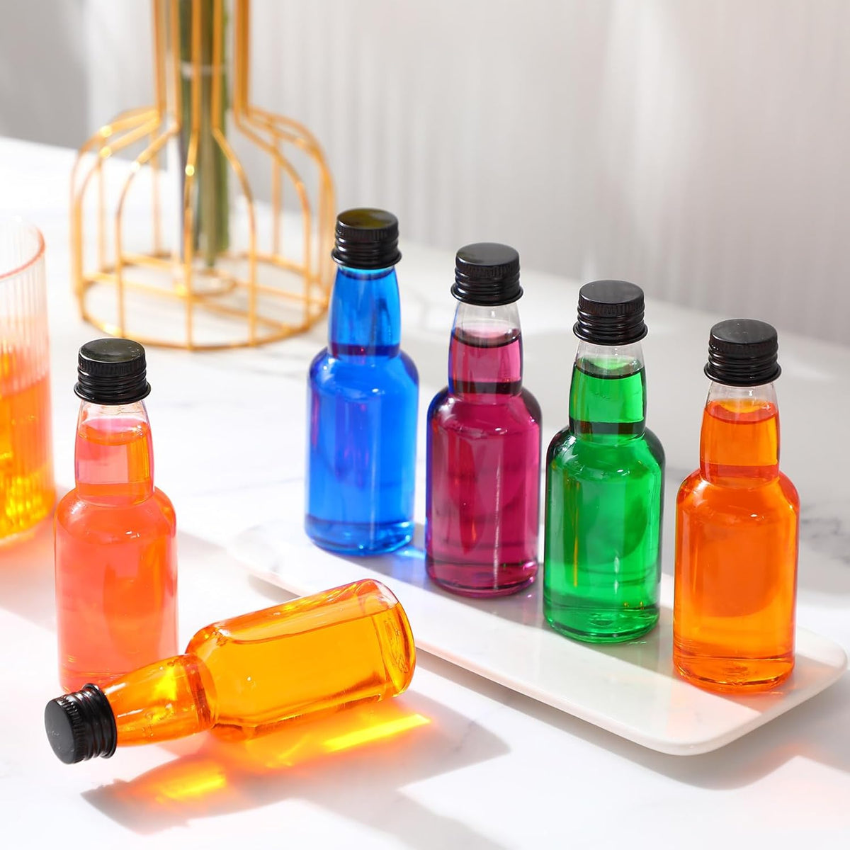 120 Pcs Mini Liquor Bottles Airtight Shot Miniature Empty Plastic Alcohol Spirit Shot Bottles with
