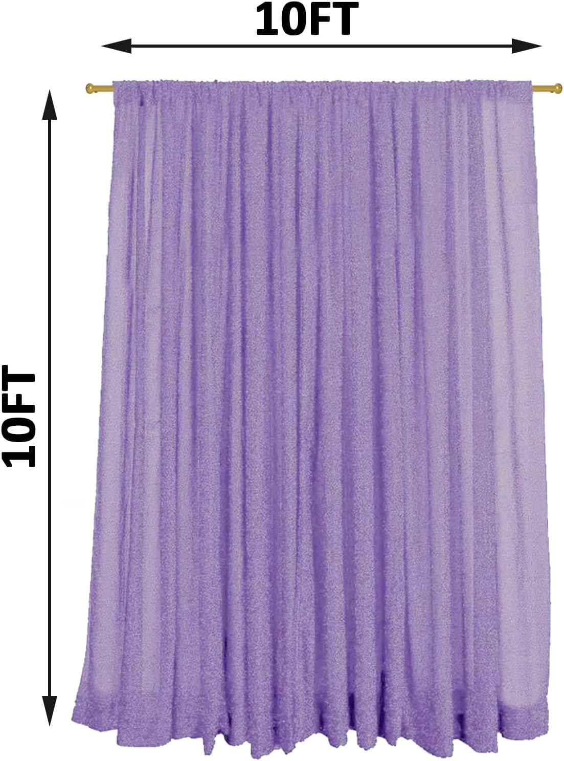 10x10FT Lavender Purple Metallic Sheer Spandex Backdrop, 1 Panel Glitter Photography Background