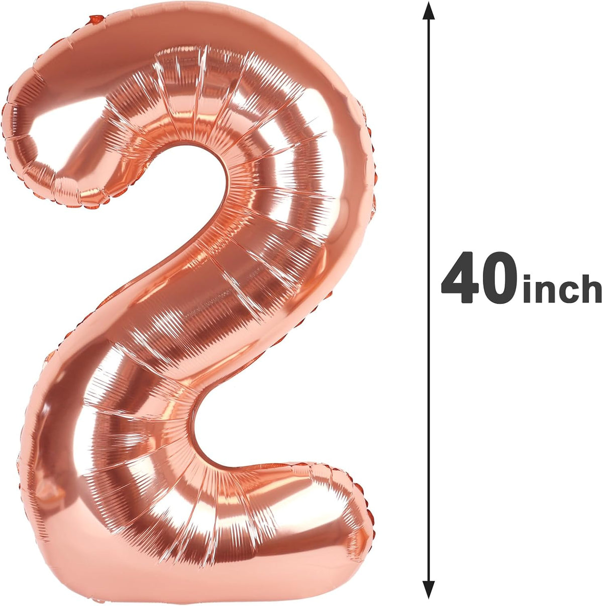 Rose Gold 40 Inch Big Number Balloon Birthday Decoration, Number 2 Helium Balloon 12 20 22 23 24 26