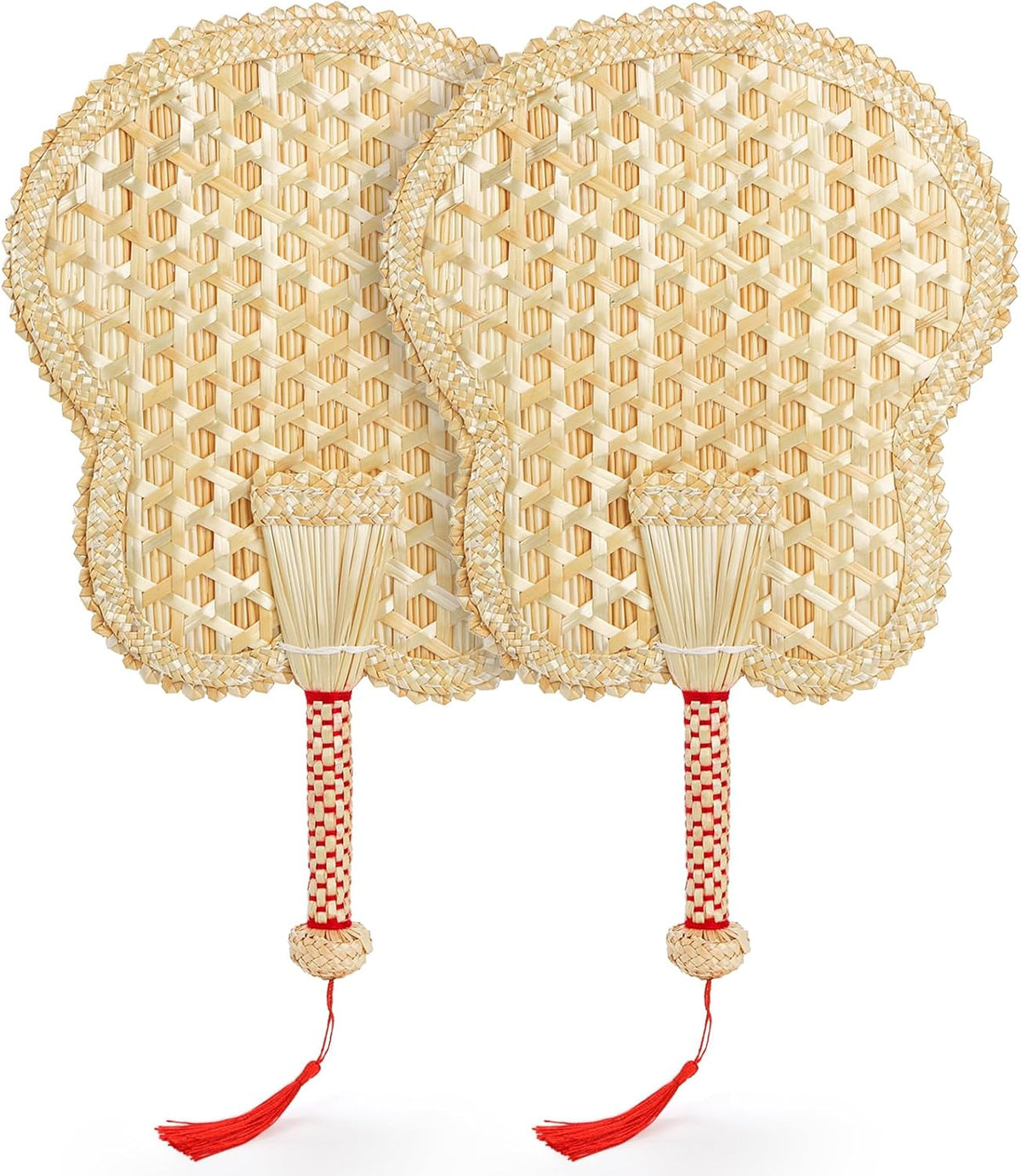 Goaste 2 Packs Hand Woven Fan, Handheld Wheat Straw Fans, Rustic Chinese Manual Fan for Summer