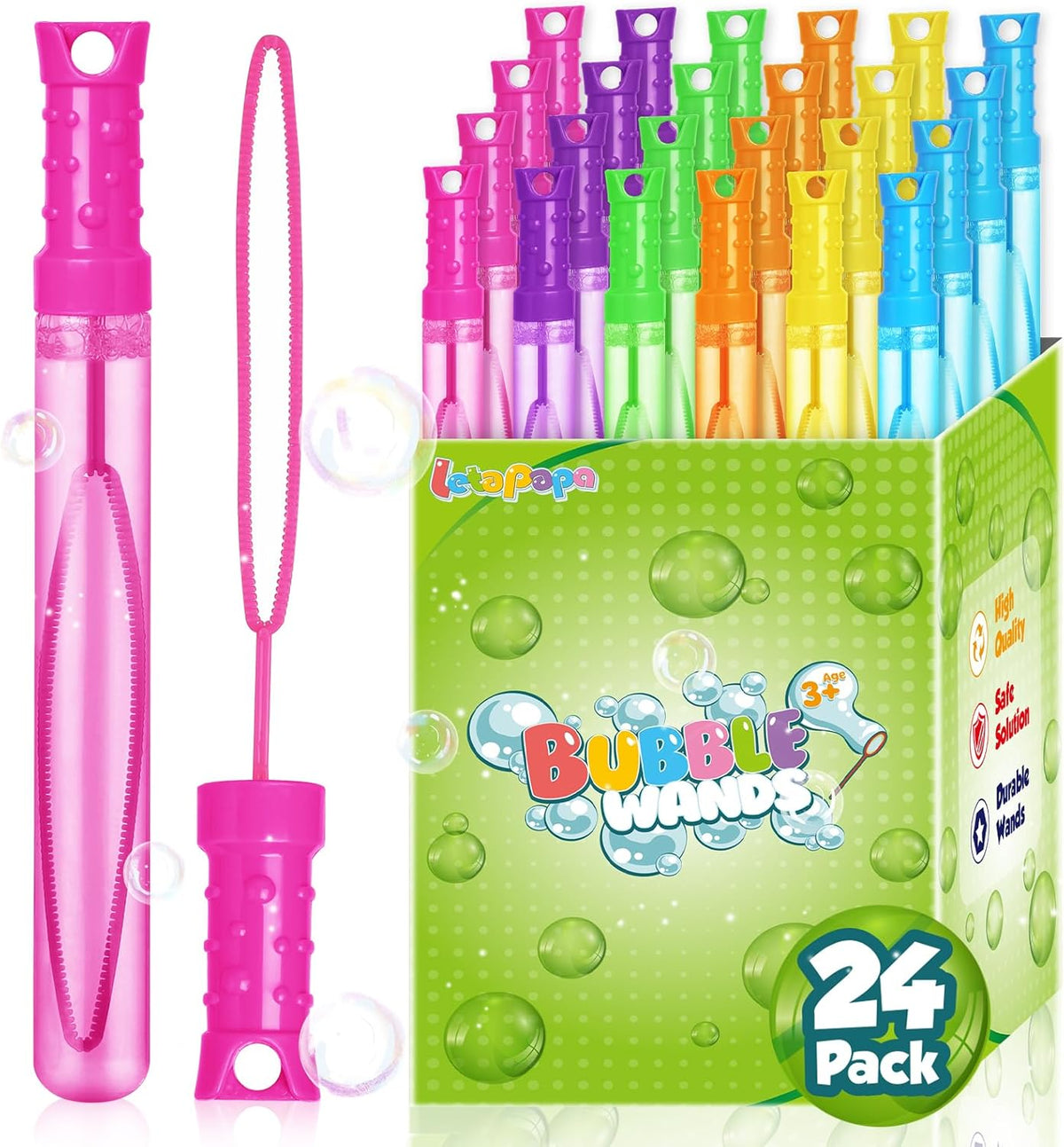 Bubble Wand, 24 Pcs Bubble Wands Bulk in 6 Colors, Bubble Party Favors for Kids, Summer Toys