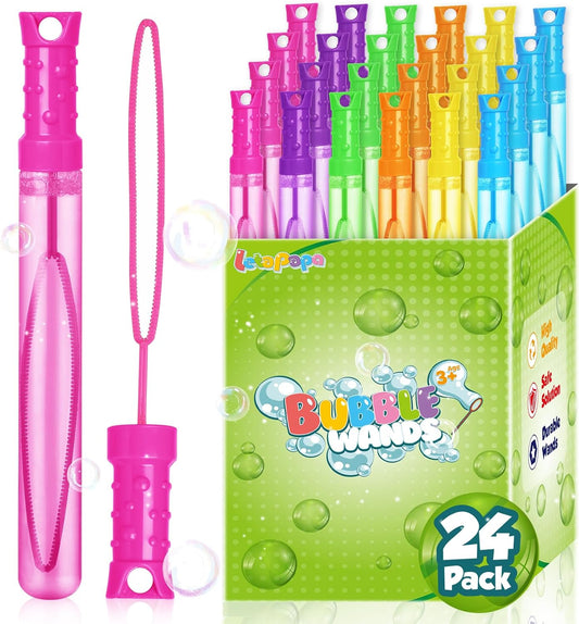 Bubble Wand, 24 Pcs Bubble Wands Bulk in 6 Colors, Bubble Party Favors for Kids, Summer Toys
