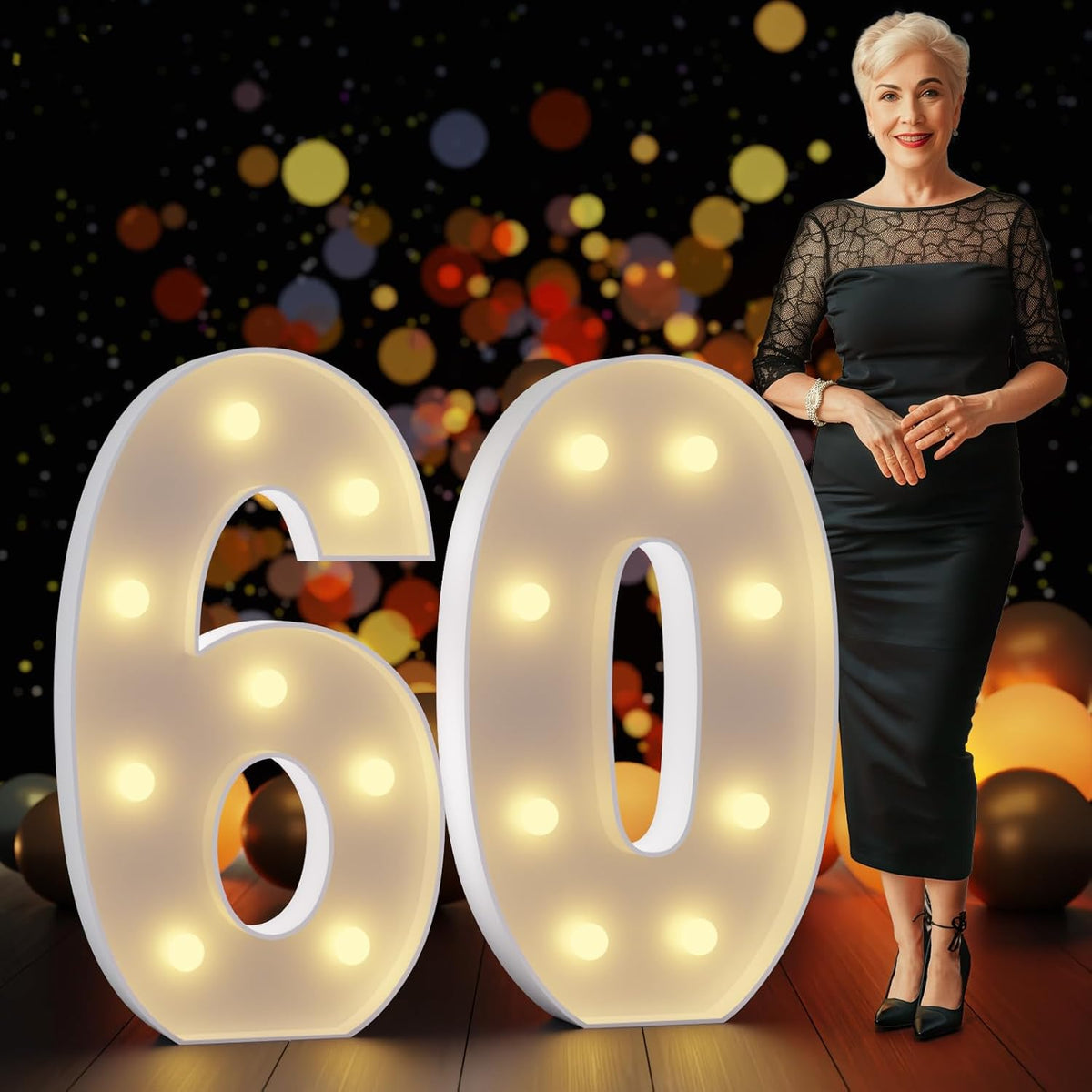 Marquee Numbers 3 Feet Tall Large Light Up Numbers 60th Birthday Decorations Women Men Big Yellow