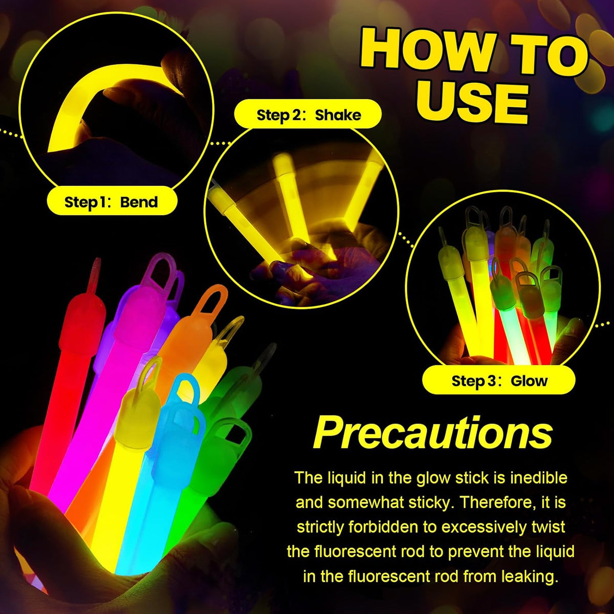 Lewtemi 4" or 6" 100 Pack Bright Glow Sticks Bulk, Glow in The Dark Party Supplies Birthday and