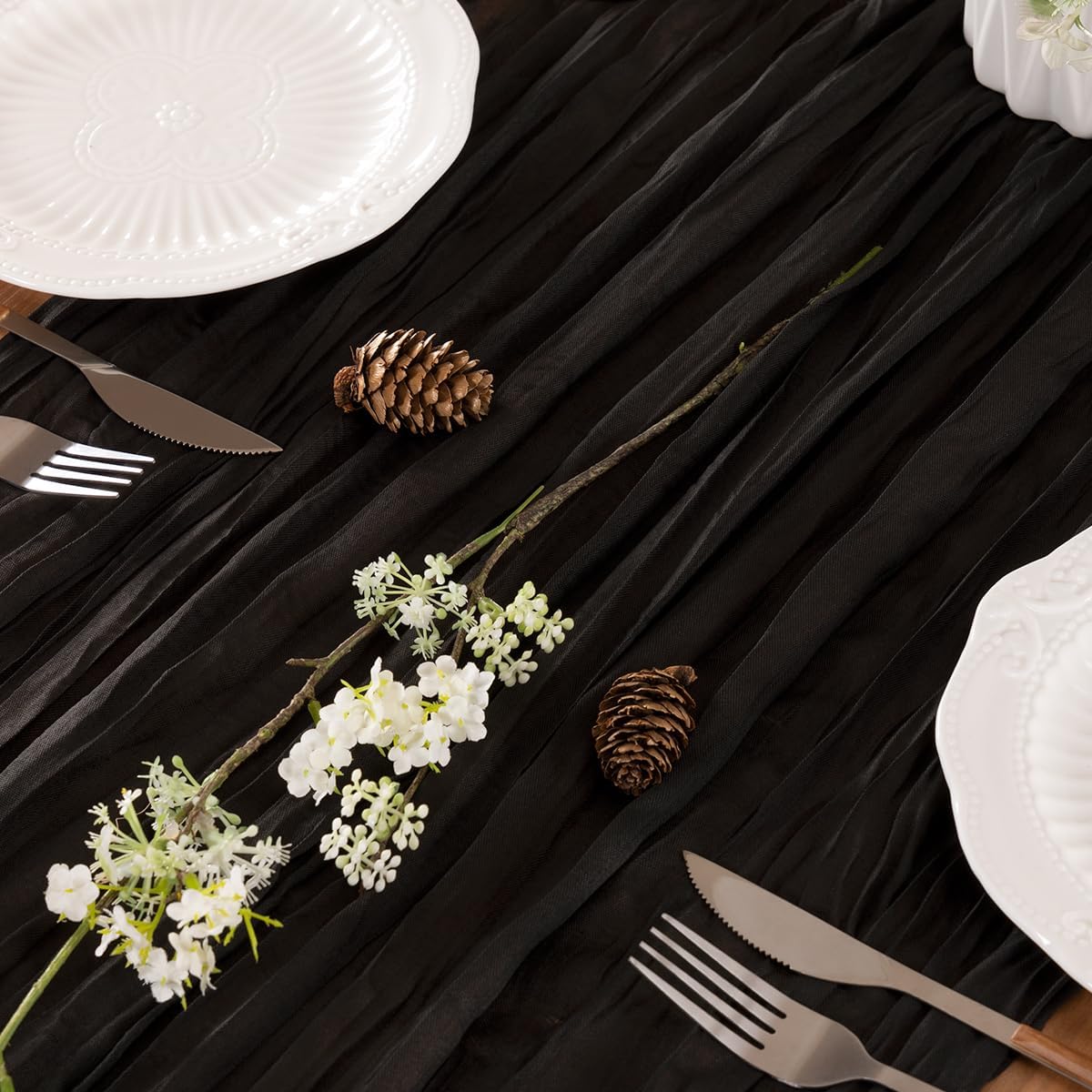 Black Table Runner Cheesecloth Table Runner 10FT Farmhouse Table Runners 120 Inches Fall Table