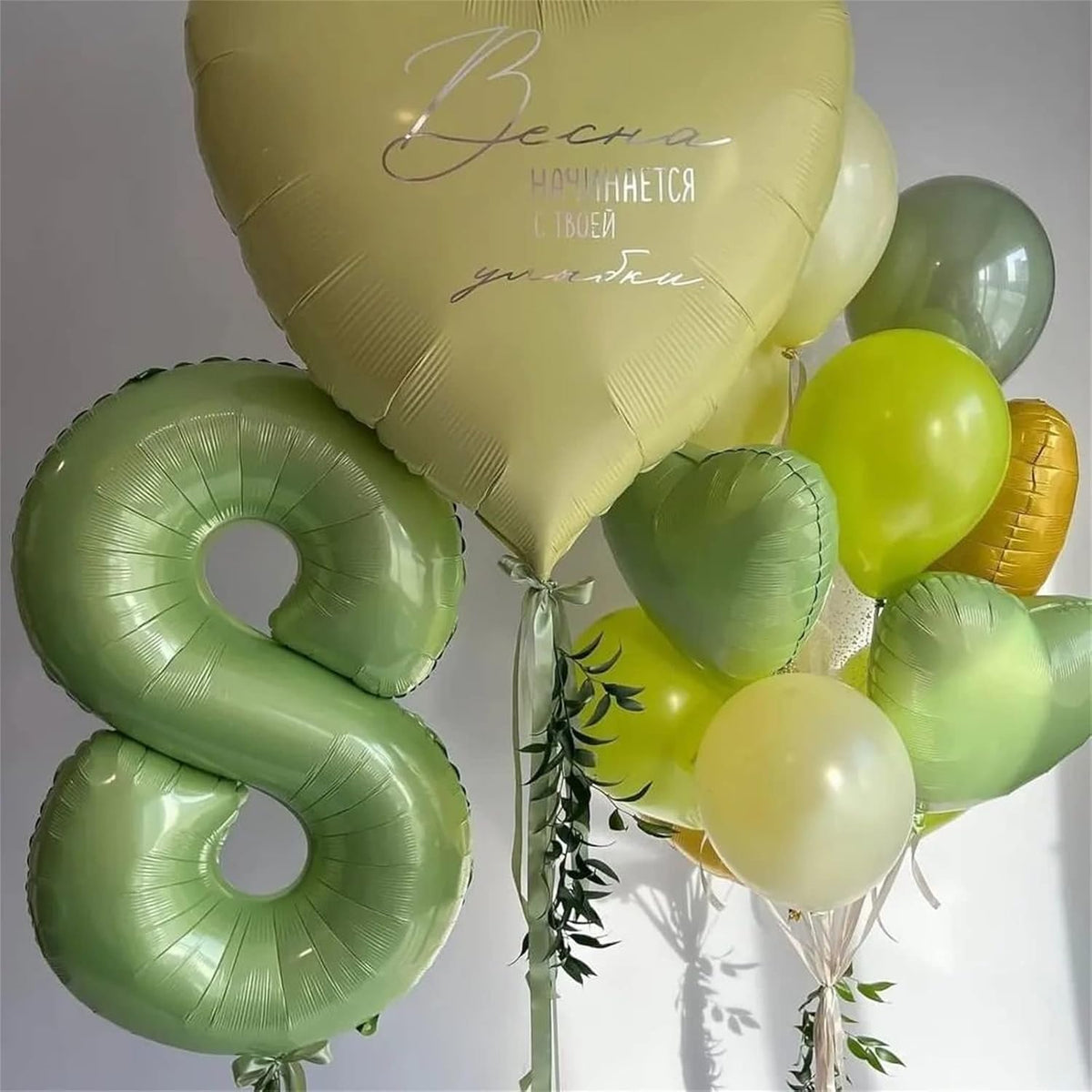 40'' Sage Green Number 9 Balloon, Self Inflating Foil Number Balloons Set 0-9, Olive Green Digital