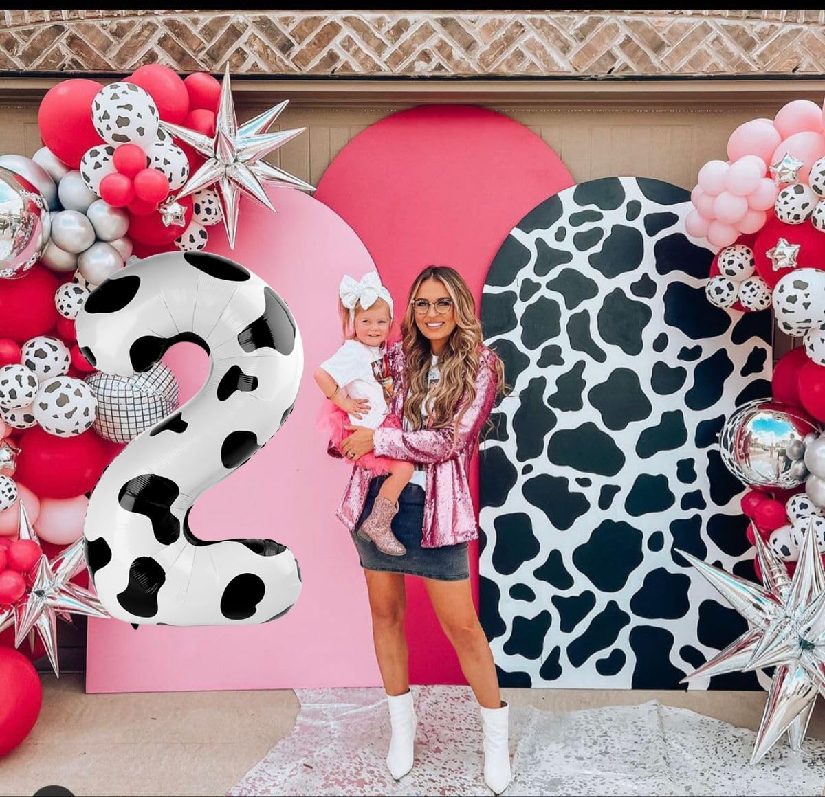 Cow Print Number Balloon Birthday Decorations, 40 inch Number balloon 0-9(Zero-Nine), Cow Balloon