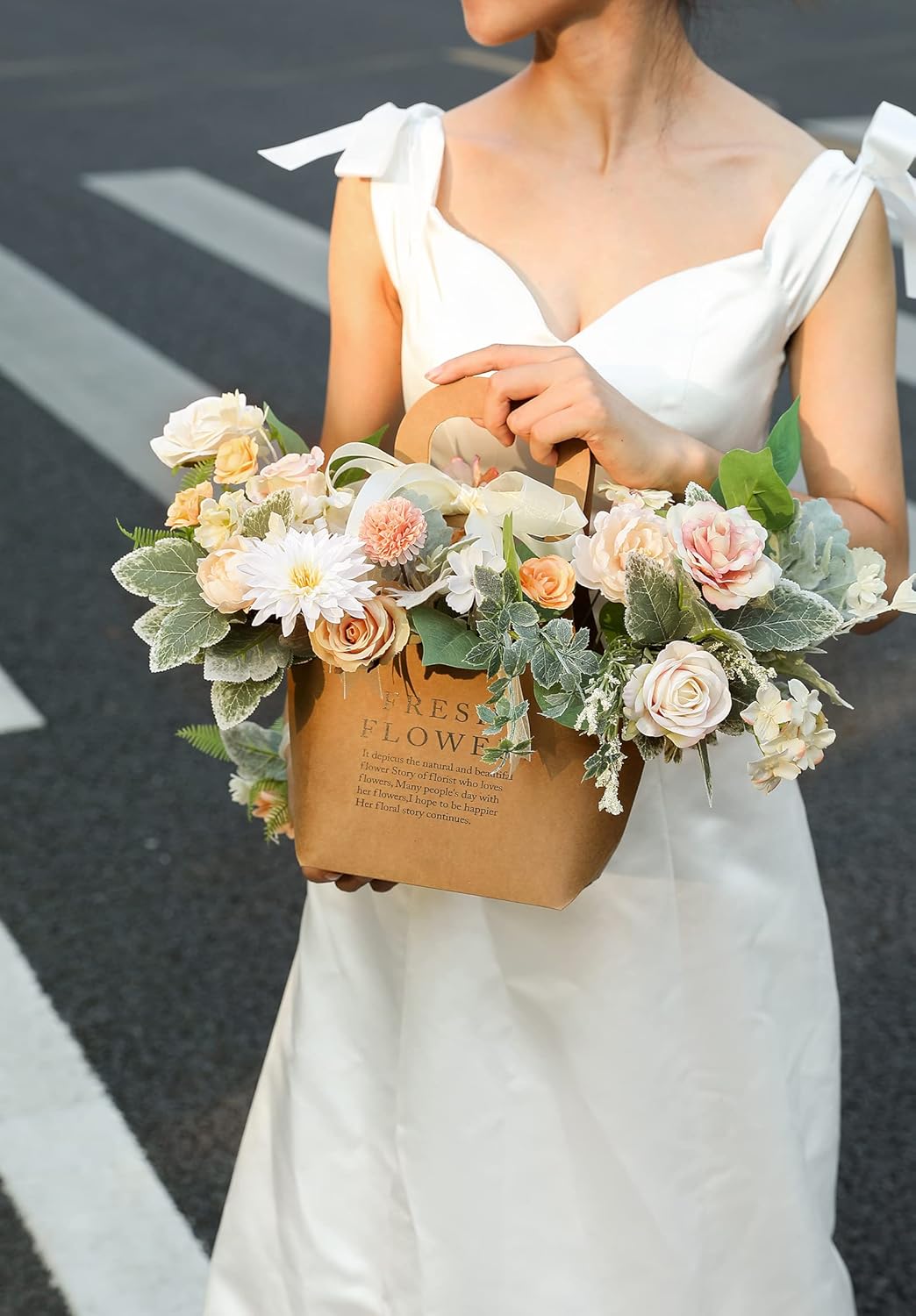 Serra Flora Artificial Flowers Rose 32pcs Silk Mix Peony Daisy Hydrangea Fake Flowers for DIY