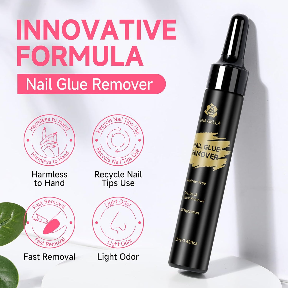UNA GELLA Quick Removal Gel Nail Glue Remover for Press On Nails: Acrylic Nails Semi Solid Nail