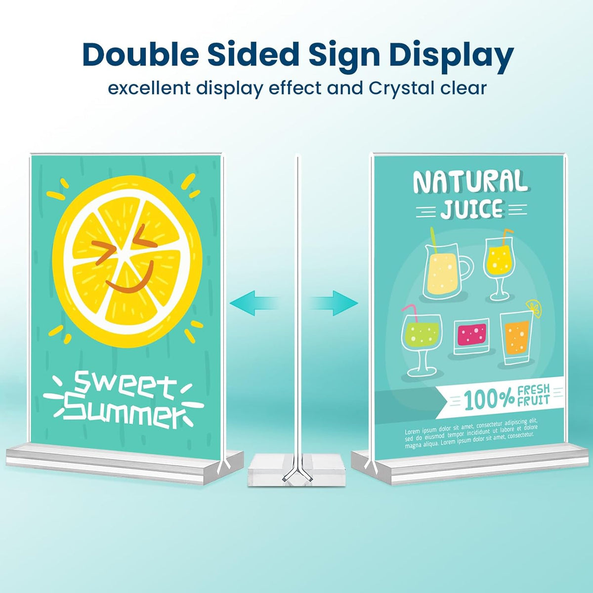 Acrylic Sign Holder, 5x7, 15 Pack Vertical Clear Table Menu Display, Double Sided, Plastic Stand