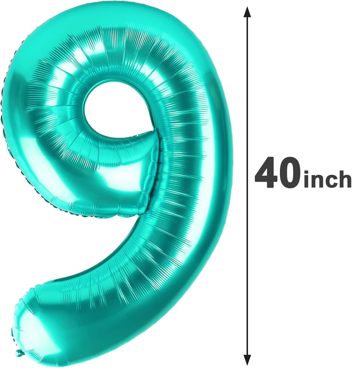 40 Inch Big Teal Blue 9 Balloon Number, Jumbo Giant Happy 9th 19 29 39 49 99 Birthday Party