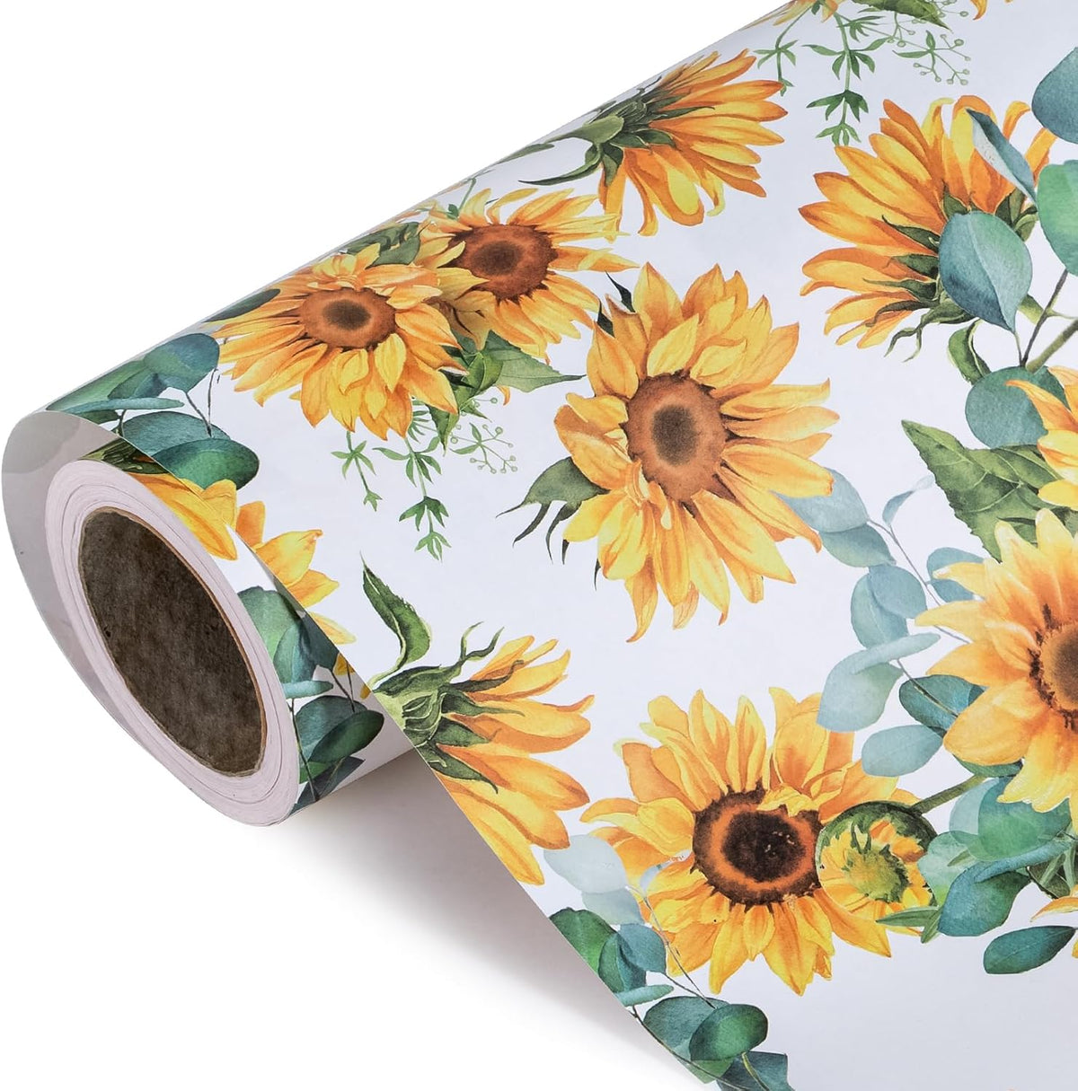 WRAPAHOLIC Kraft Sunflower Wrapping Paper Roll - Mini Roll - 17 Inch x 33 Feet - Perfect for