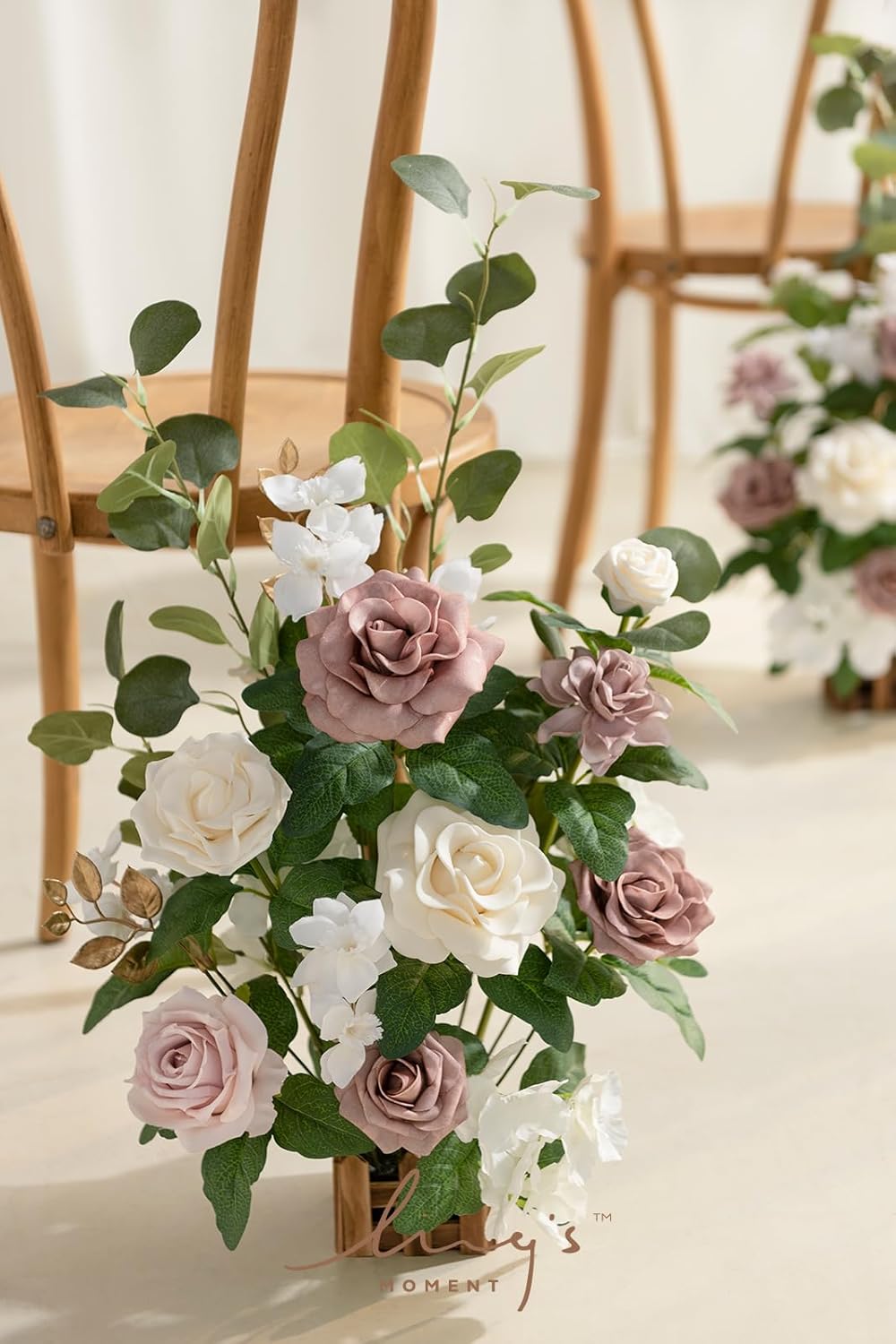 Ling's moment 17.5" Tall Standing Artificial Flowers Arrangements 4 pcs Wedding Aisle Runner Chair