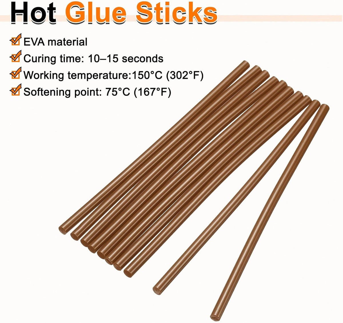 HARFINGTON 10pcs Hot Glue Sticks 0.28" Dia x 9.84" Long EVA Mini Hot Melt Adhesive Glue Stick for