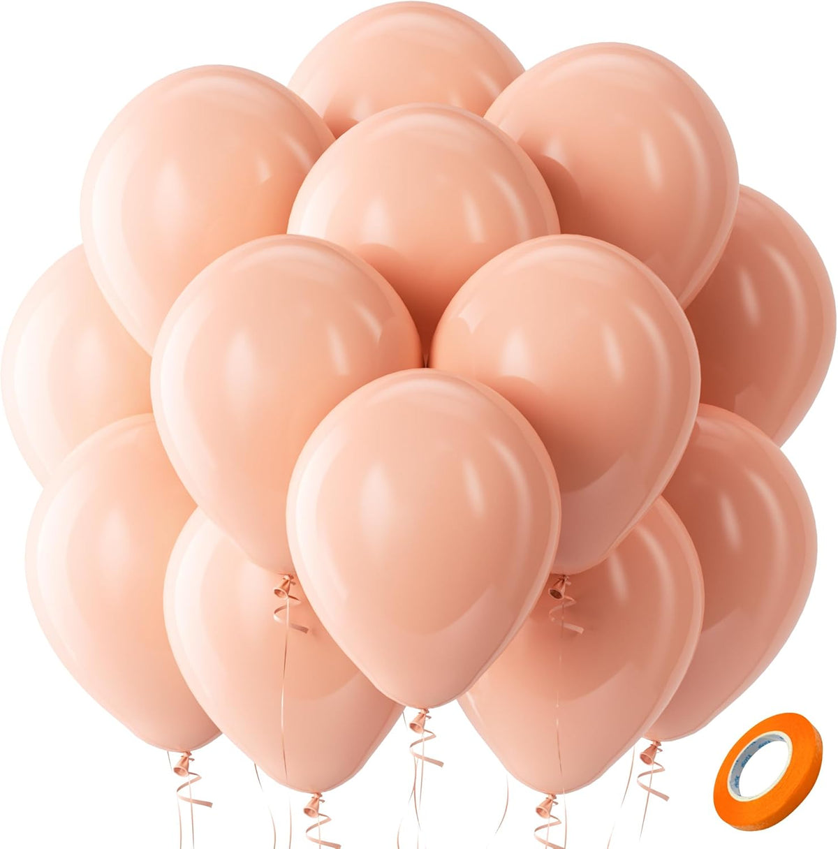 Bezente Pastel Orange Latex Party Balloons - 100 Pack 12 inch Round Helium Light Orange Peach
