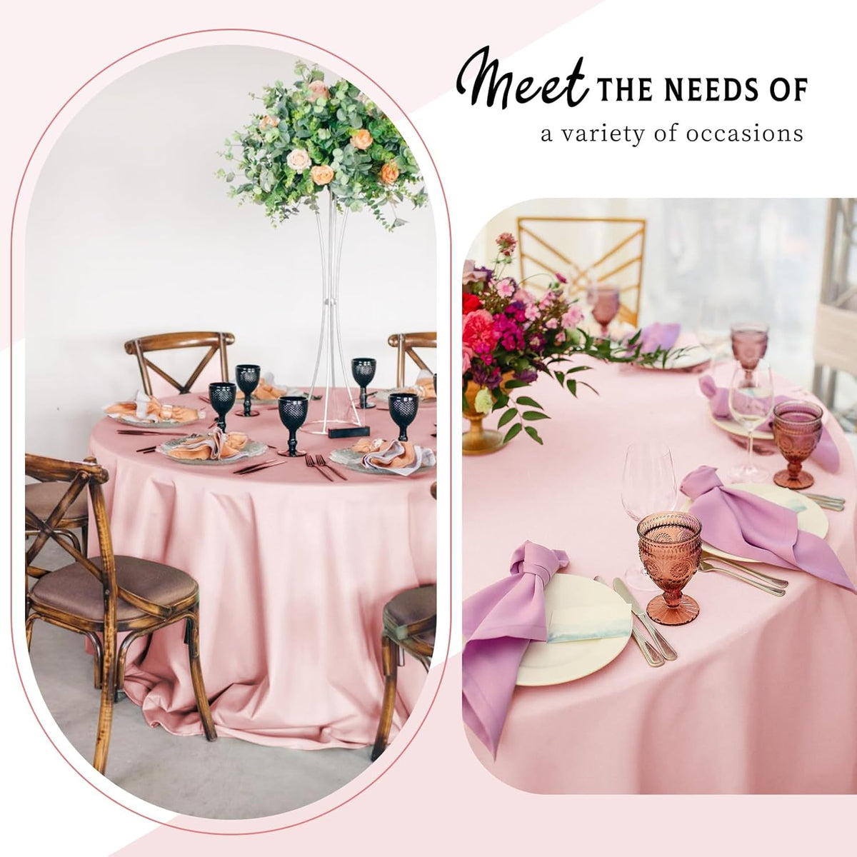 6 Packs Satin Tablecloth 120 Inch Rose Gold Round Table Cloth Silk Tablecloth Smooth Fabric Overlay