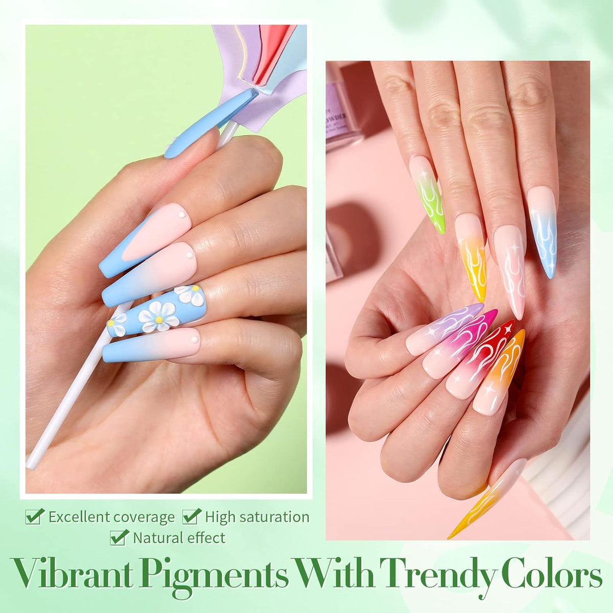 BORN PRETTY Acrylic Powder Set 36 Colors Acrylic Nail Powder Nude Pink Blue Yellow Purple Red