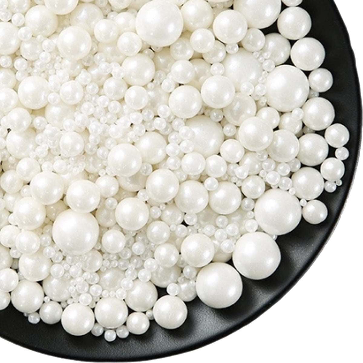 Edible White Pearls Sugar Sprinkles 120g/4.23 oz, Mix size Candy Pearl for Cake Decorating and