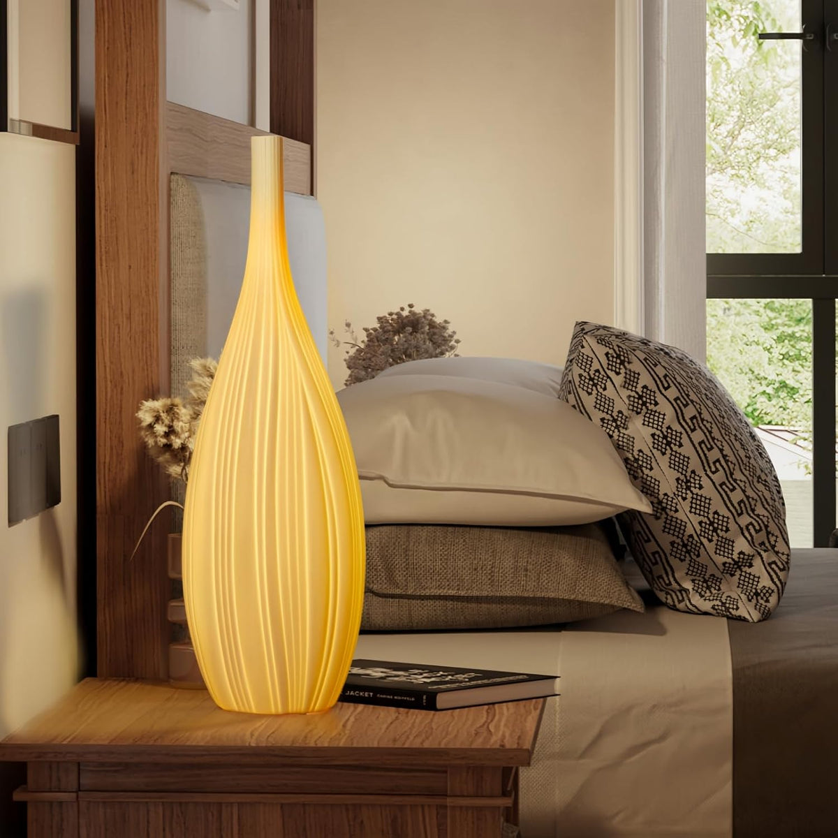 RONDURE 20.6" Modern Ceramic Table Lamp, Modern Bedside Lamps for Bedroom, Living Room and
