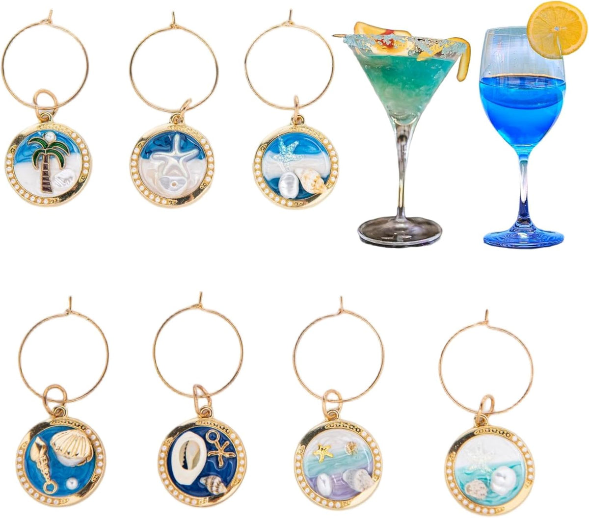 24Pcs Wine Glass Charms & Markers - Reusable Identifier Tags for Stem Glasses - Funny Non-Scratch