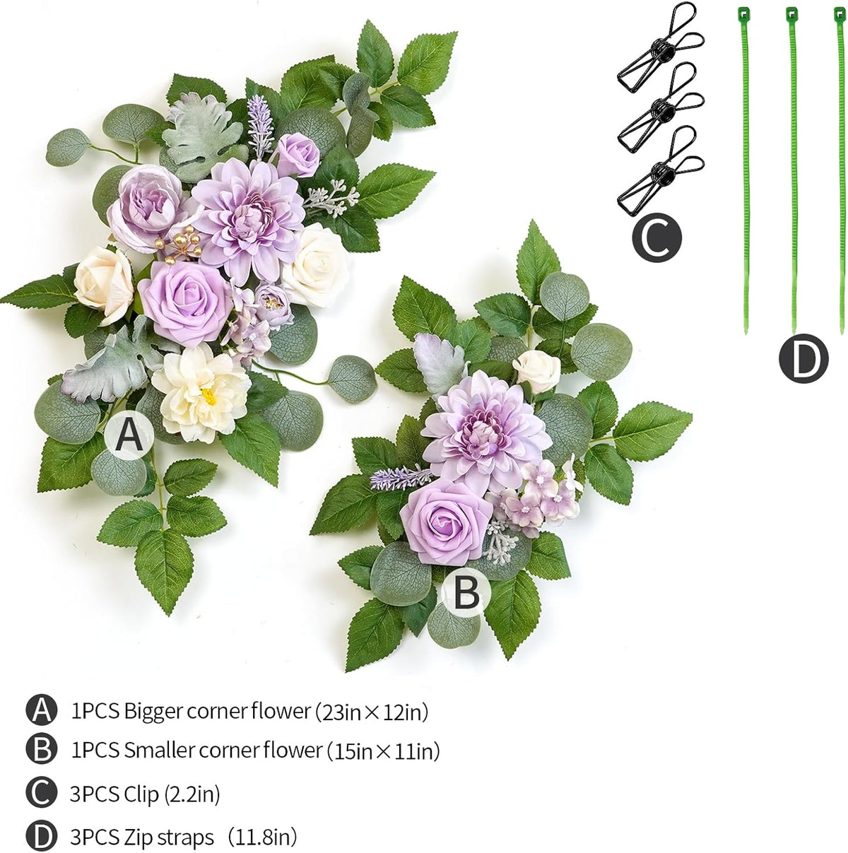 WEIERYUE(Pack of 2 Artificial Flowers Decorations,Artificial Arch Backdrop Garlandfor Ceremony