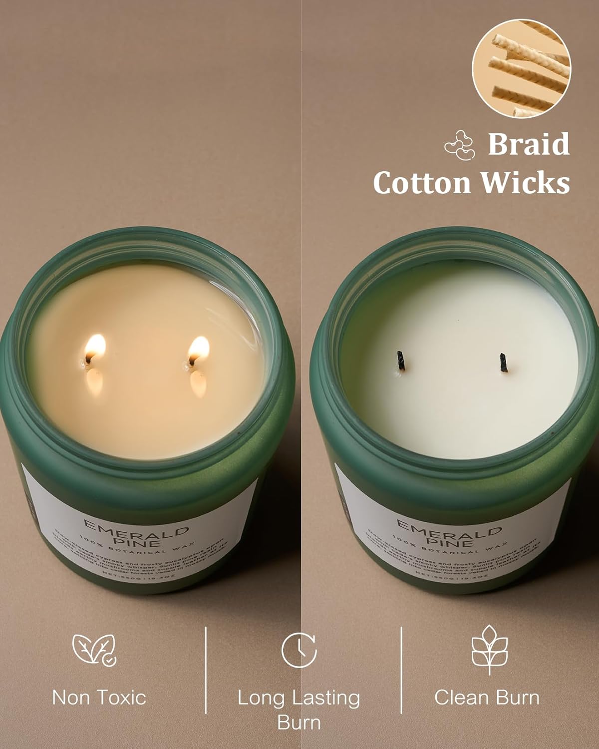 M&SENSE Pine Scented Candles Natural Soy Wax Clean Non Toxic 19.4oz 110 Hours Large Long Lasting