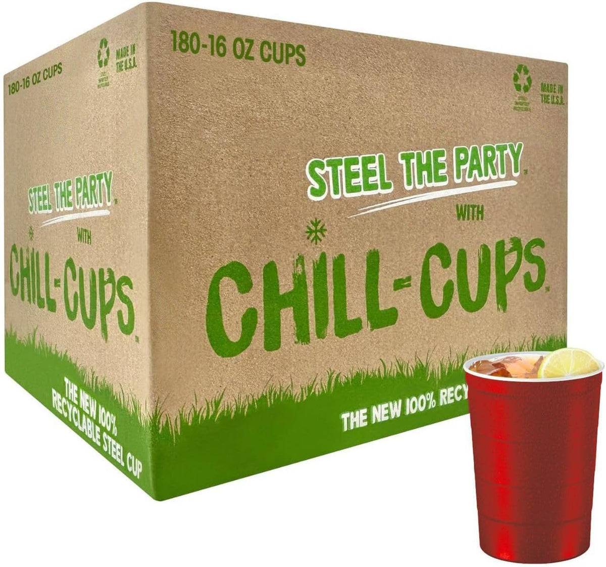 16 oz. Party Cups, Perfect for Cold Drinks, Sturdy & Durable, Disposable and 100% Recyclable, Made