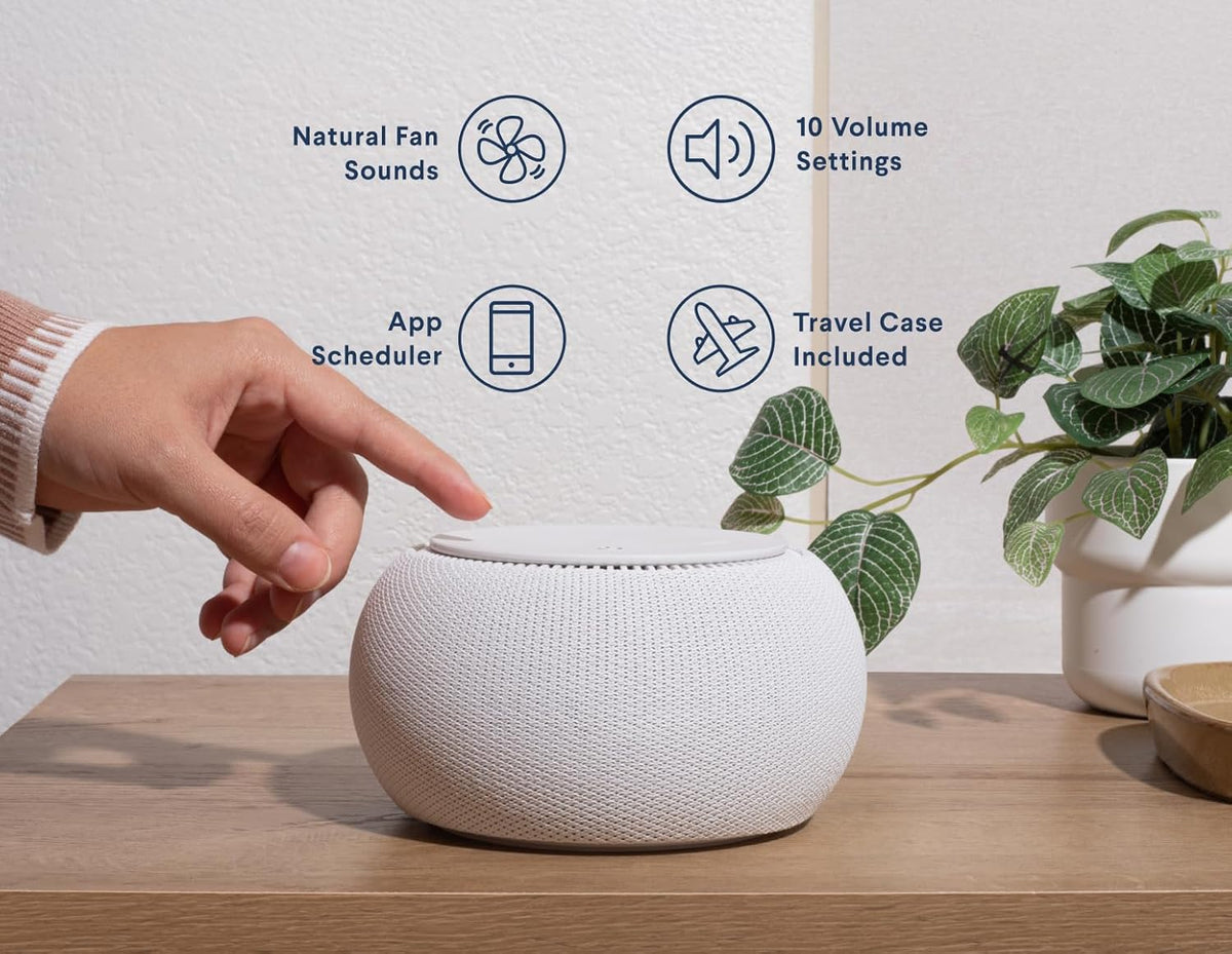 SNOOZ Pro - Smart White Noise Machine & Travel Case - Real Fan Inside, Non-Looping White Noise