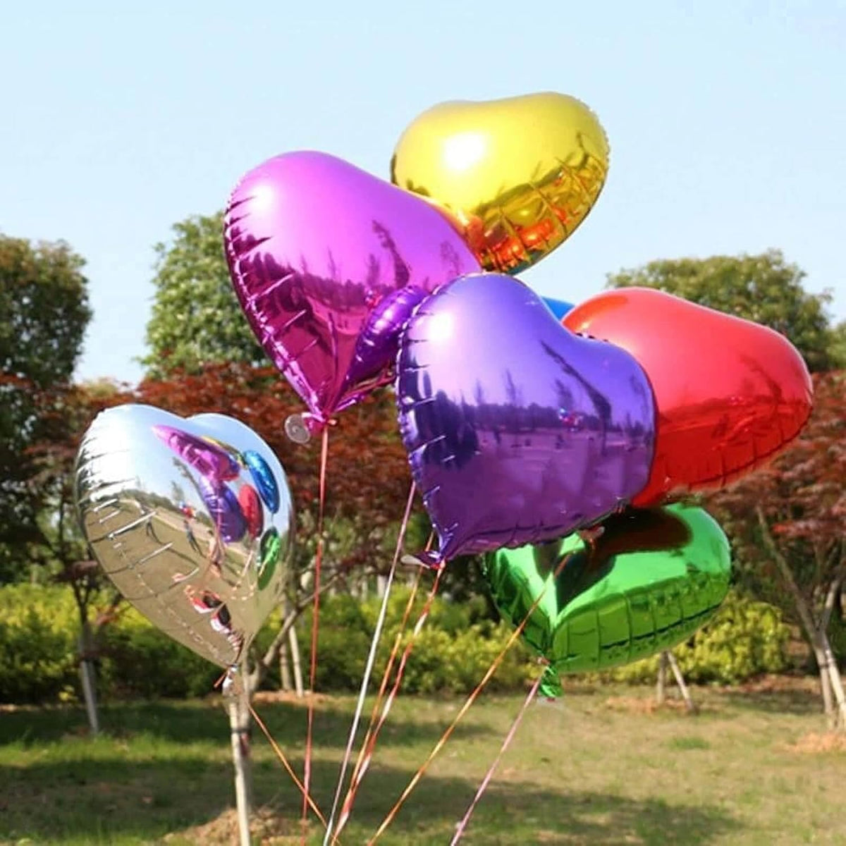 10Pcs Purple Foil Heart Shaped Balloons 18 Inch Mylar for Baby Shower, Wedding, Valentine
