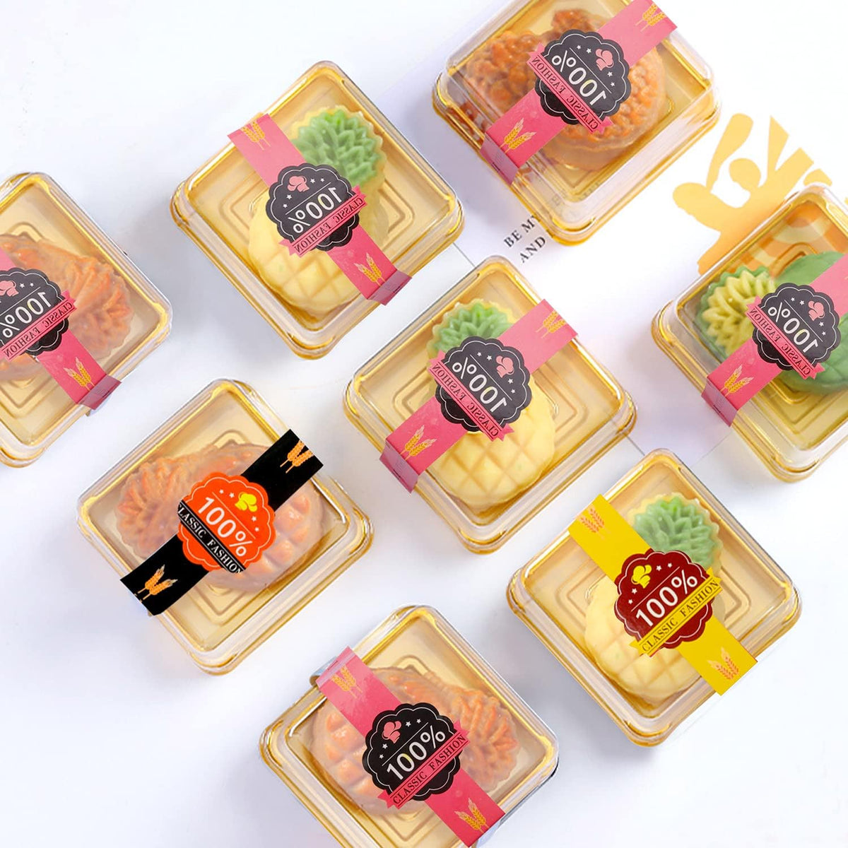 50 Pcs 3.5 Inch Mini Cake Box, Clear Plastic Cupcake Container for Muffins, Cookies, Mooncakes