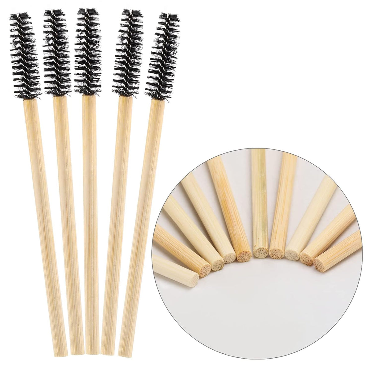 Tbestmax 300 Disposable Mascara Wands Eyelash Brush Spoolies for Eye Lash Extension Eyebrow Bamboo
