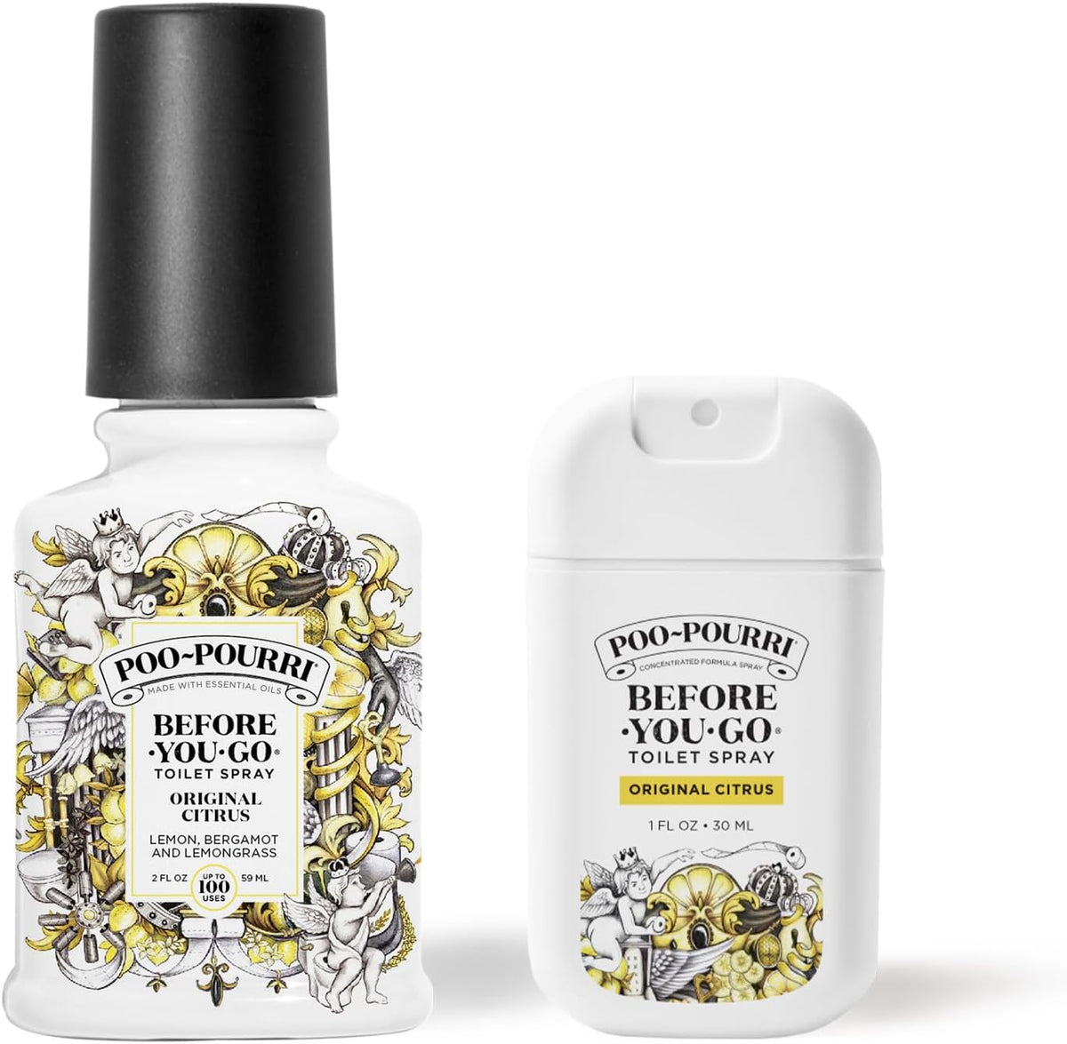 Poo-Pourri Before-you-Go Toilet Spray Bundle, Original Citrus 2 Fl Oz and Original Citrus 1 Fl Oz