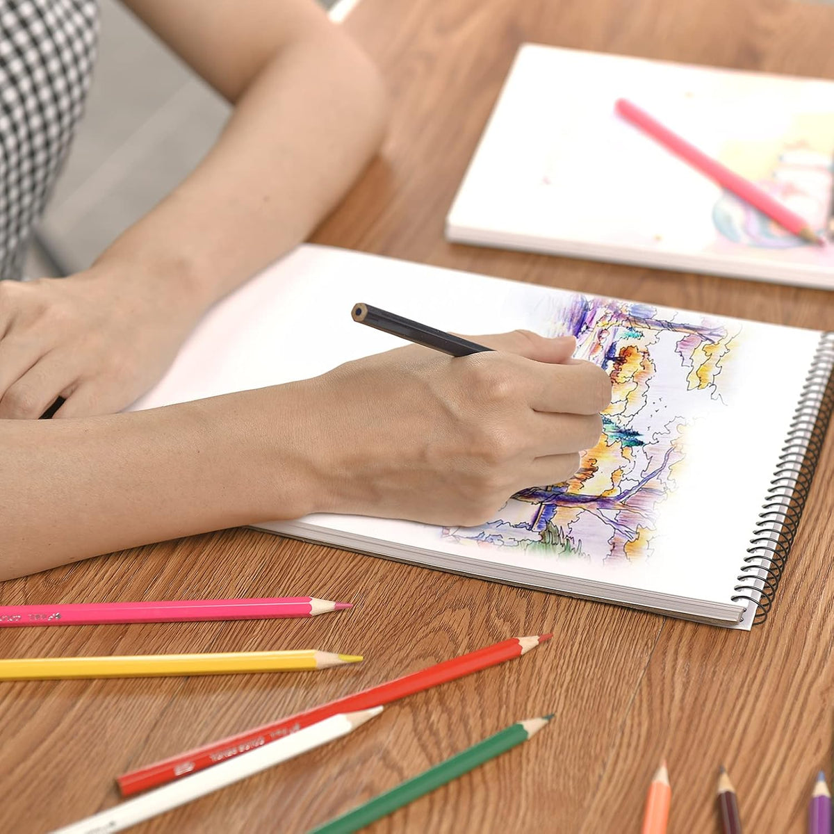 Sketch Book, 100 Pages (50 Sheets), Spiral Bound Artist Sketch Pad, Acid Free Drawing Paper for