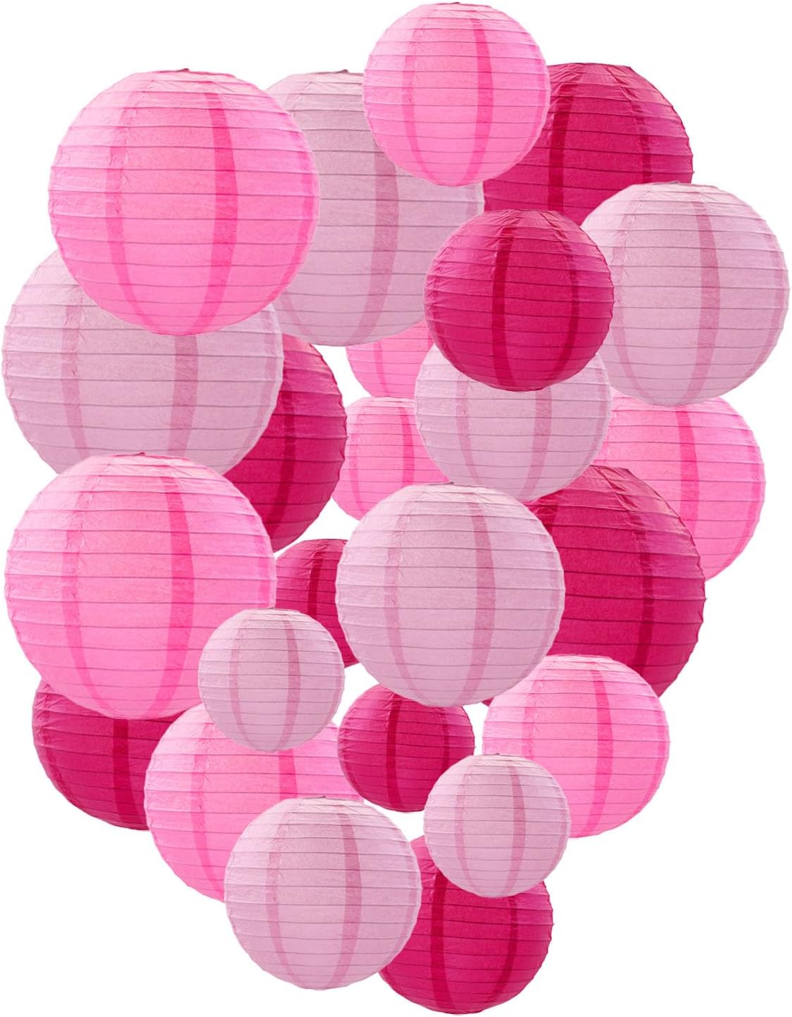 Pink Paper Lanterns Decorative, Chinese/Japanese Hanging Round Paper Lanterns Decorations for