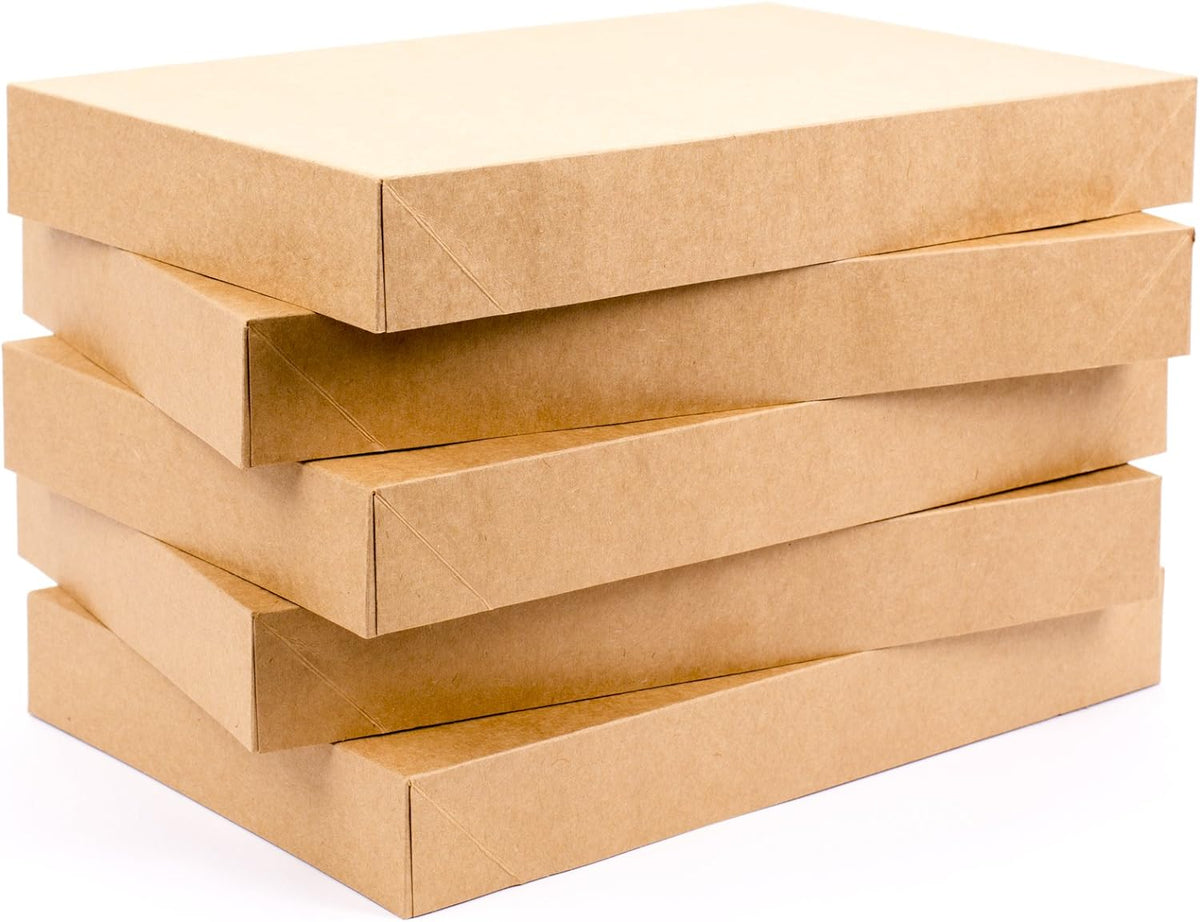 Hallmark Medium Gift Boxes with Lids (5 Shirt Boxes, Kraft) for Birthdays, Graduations, Christmas
