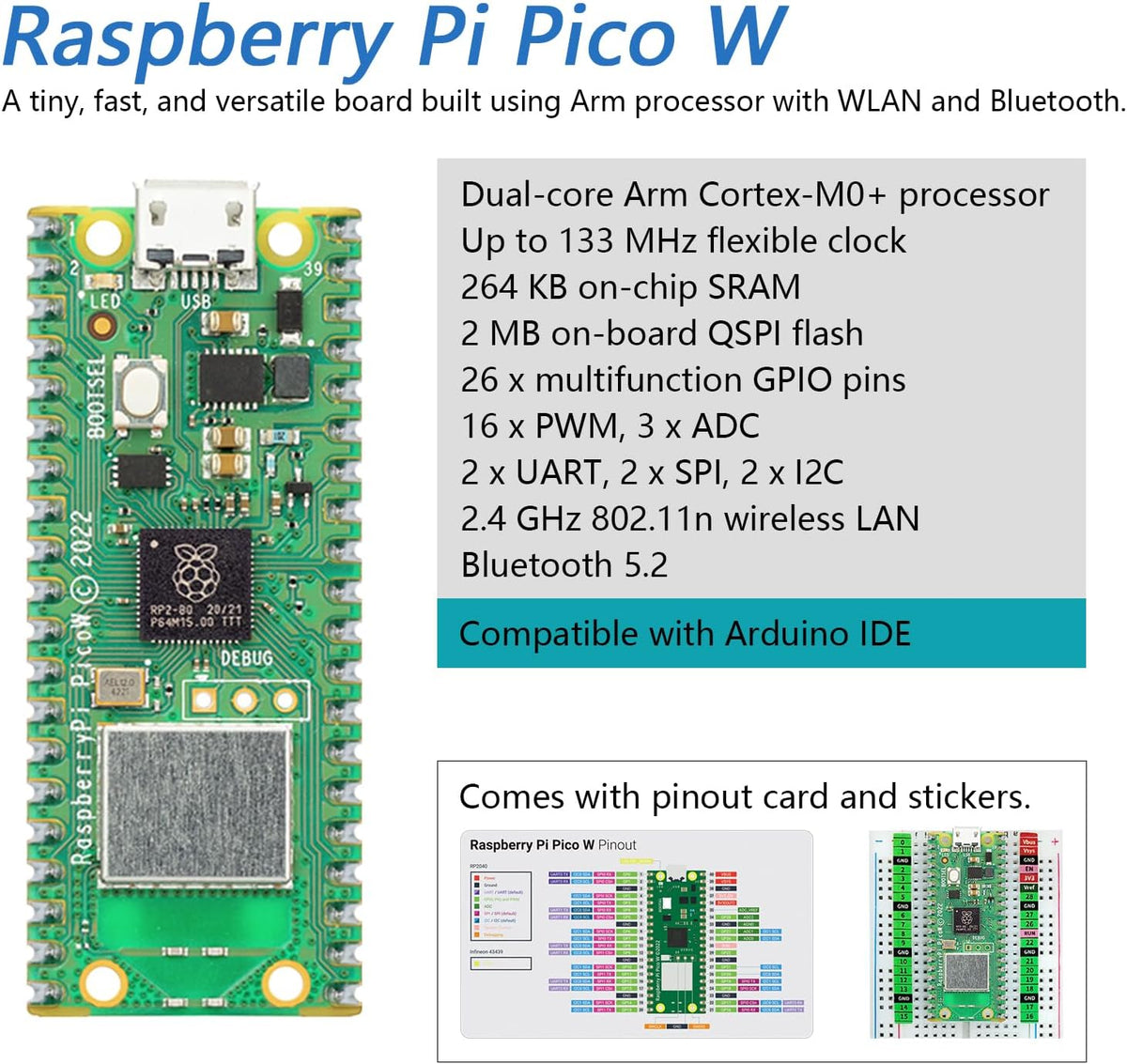 Freenove Basic Starter Kit for Raspberry Pi Pico W (Included), Dual-core Arm Cortex-M0+