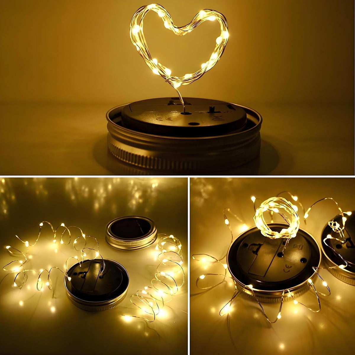 12 Pack Solar Mason Jar Lights for Outside, 30 LED Solar Mason Jar Lids Fairy Lights with 12