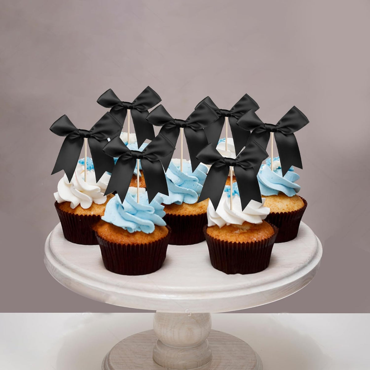24 PCS Bow Cupcake Toppers Bowknot Cake Toppers Bow Cupcake Picks Bowknot Birthday Party