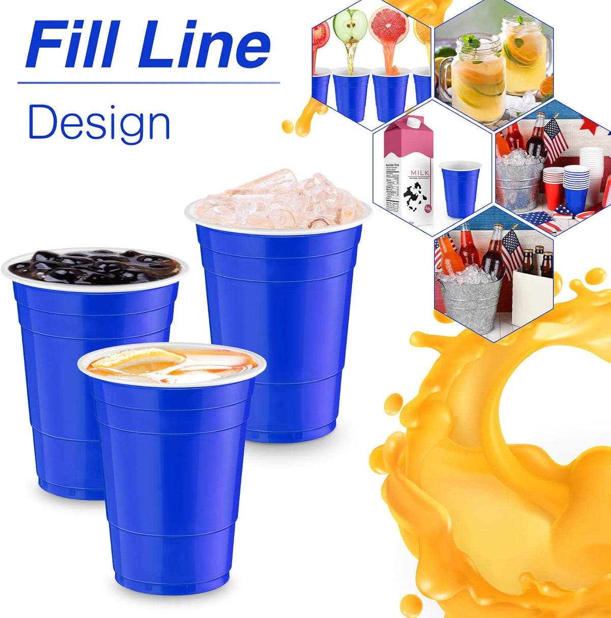 100 Pack 16 Ounce Halloween Plastic Party Cups Disposable Heavy Duty Drinking Water Cups for
